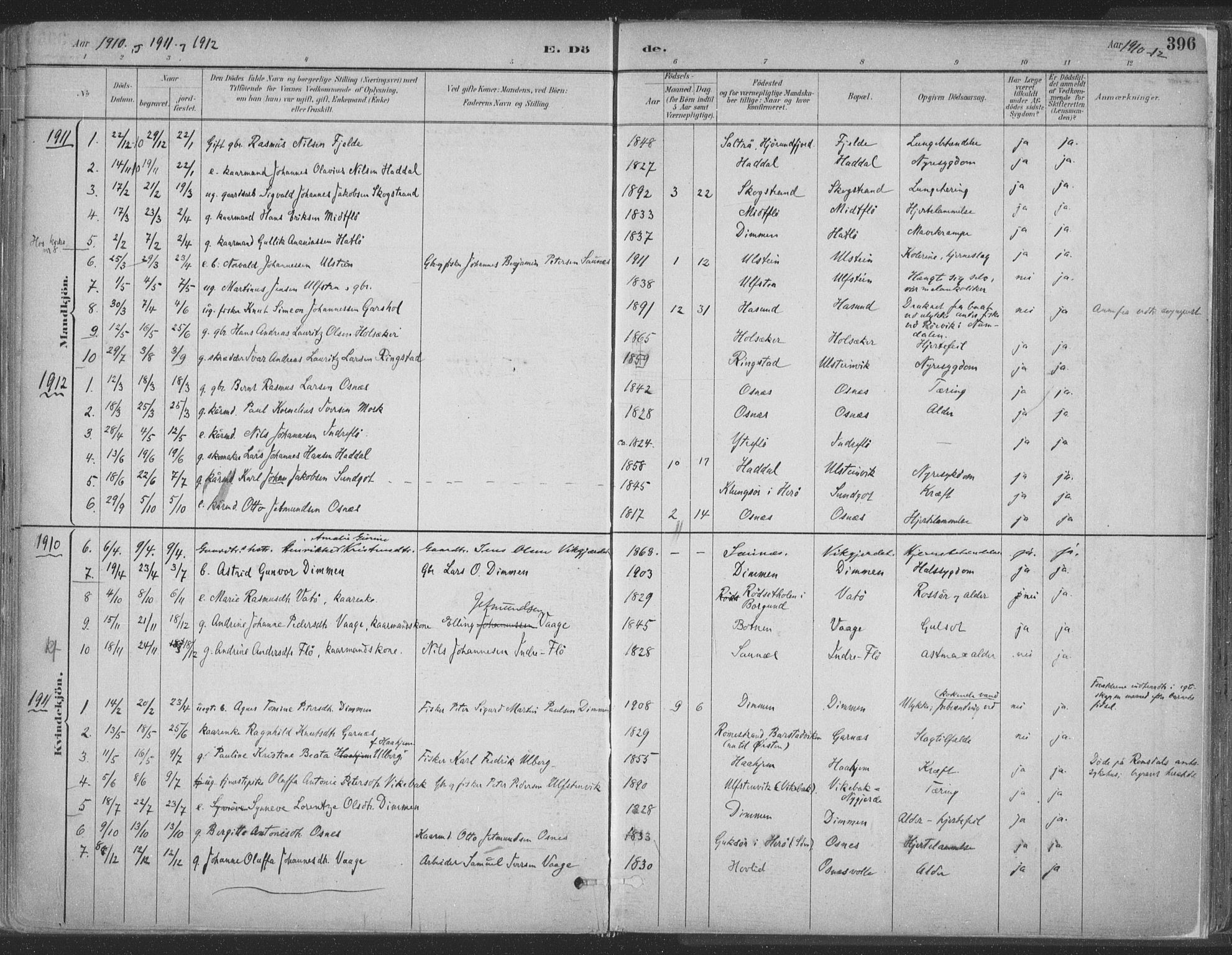 Ministerialprotokoller, klokkerbøker og fødselsregistre - Møre og Romsdal, AV/SAT-A-1454/509/L0106: Ministerialbok nr. 509A04, 1883-1922, s. 396