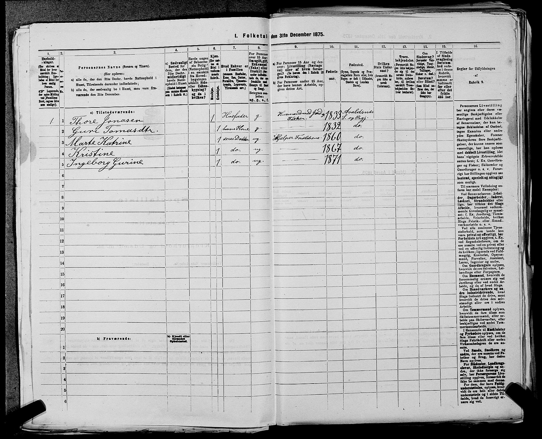 SAST, Folketelling 1875 for 1147L Avaldsnes prestegjeld, Avaldsnes sokn og Kopervik landsokn, 1875, s. 376