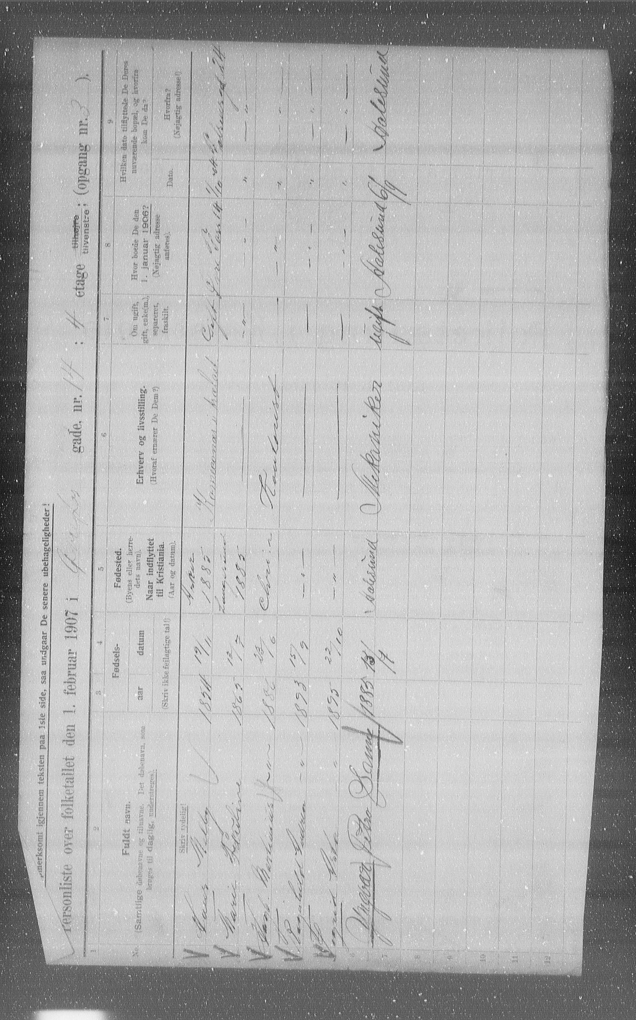 OBA, Kommunal folketelling 1.2.1907 for Kristiania kjøpstad, 1907, s. 66240
