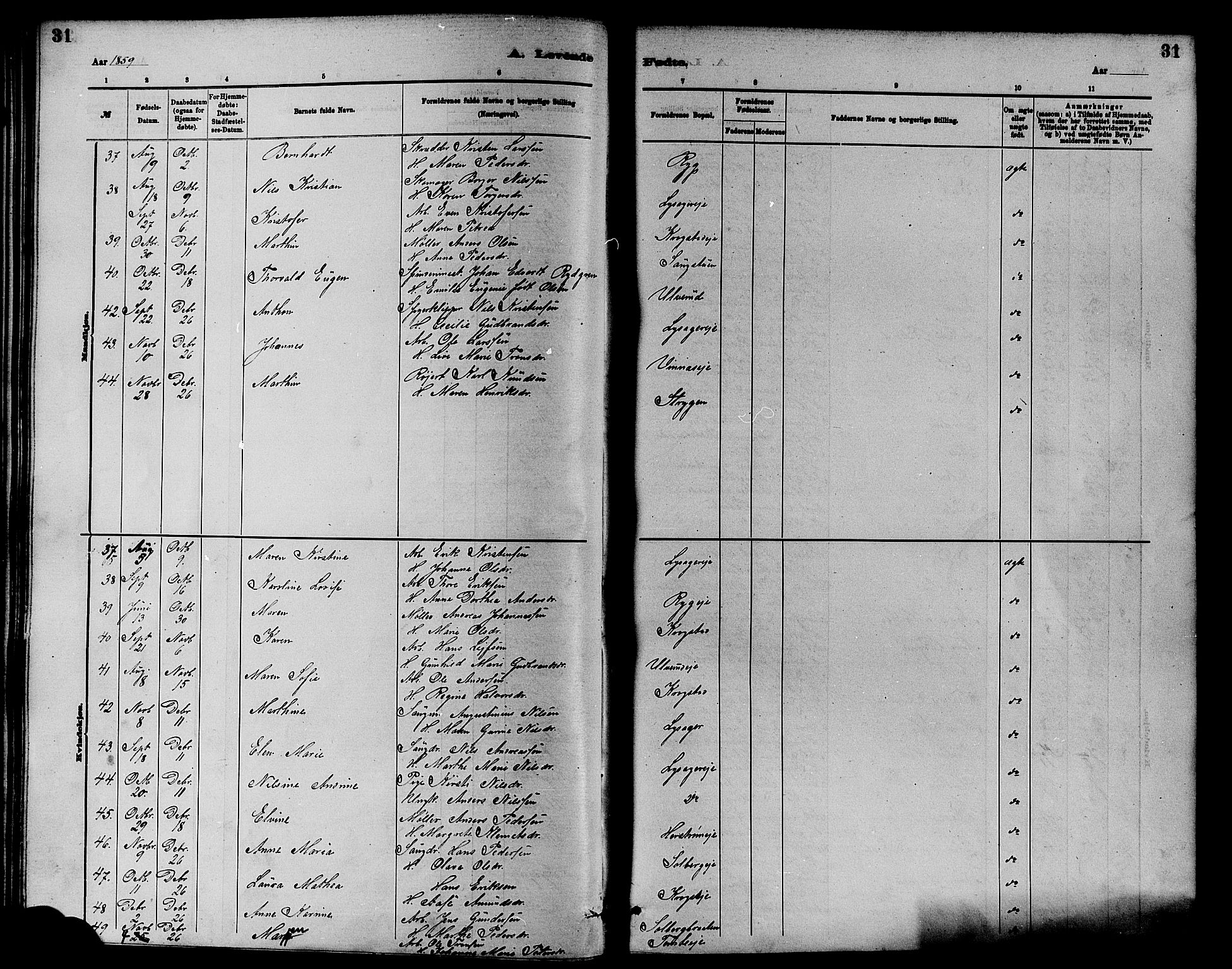 Nedre Eiker kirkebøker, AV/SAKO-A-612/F/Fa/L0001: Ministerialbok nr. 1, 1853-1877, s. 31