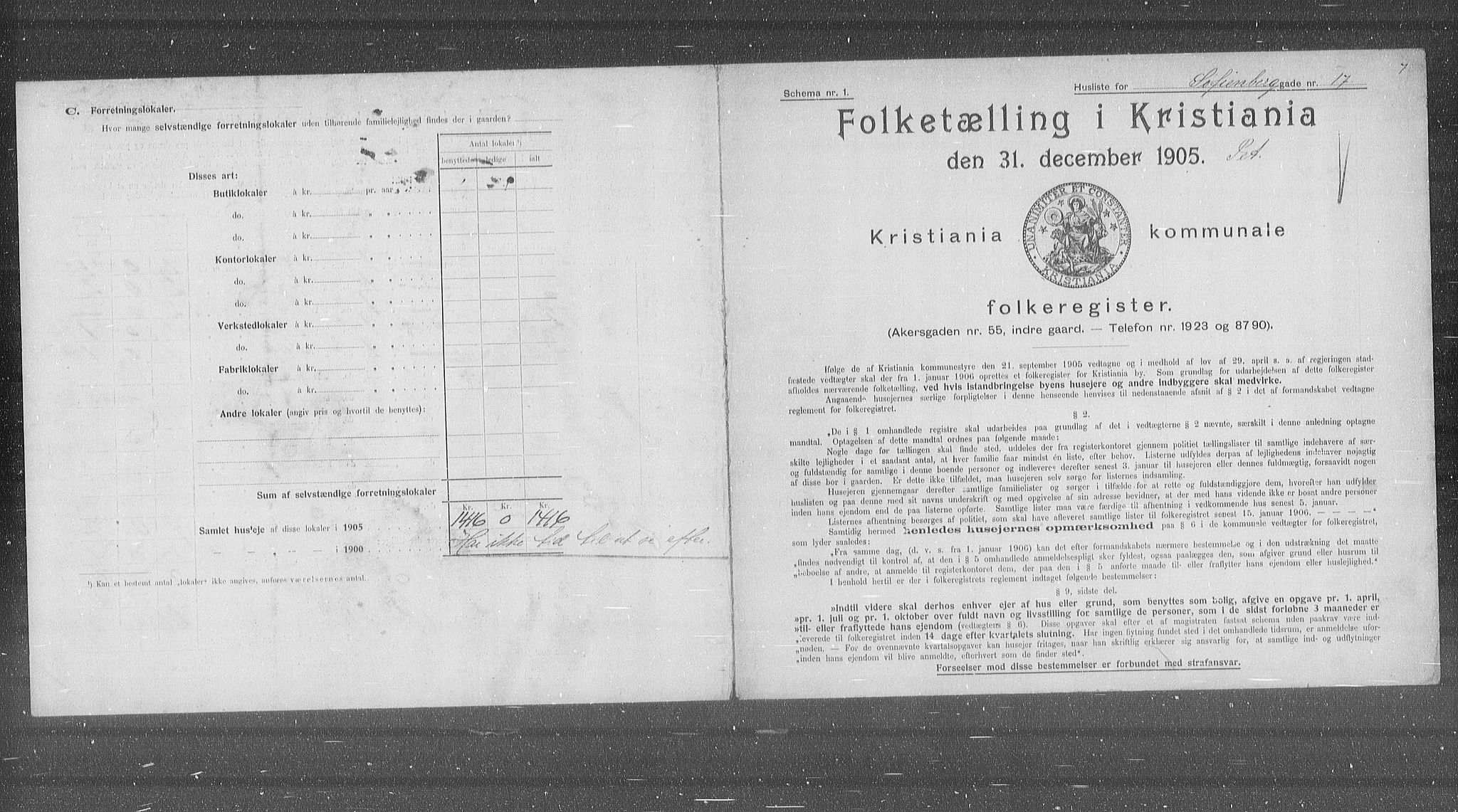 OBA, Kommunal folketelling 31.12.1905 for Kristiania kjøpstad, 1905, s. 50906