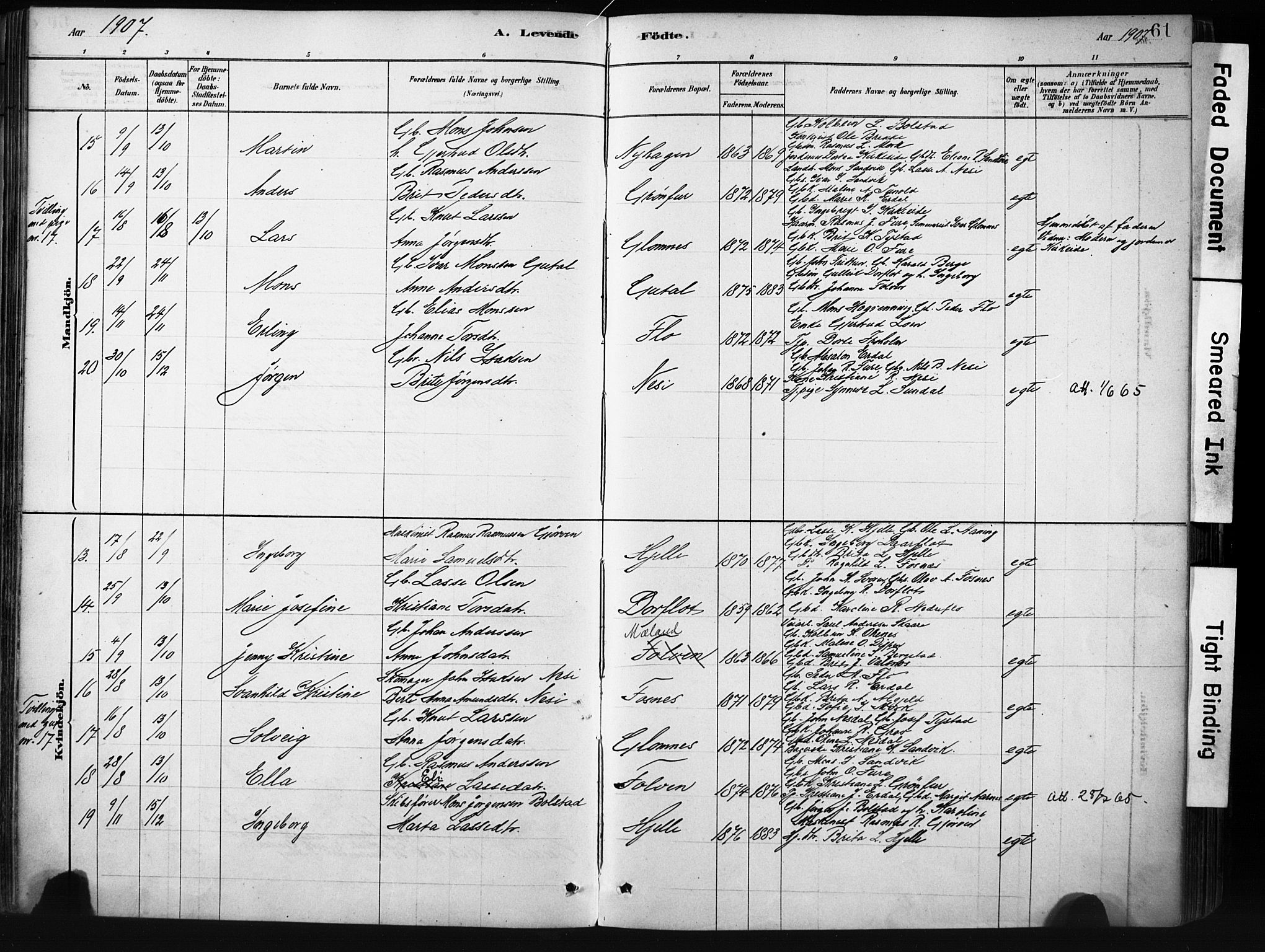 Stryn Sokneprestembete, AV/SAB-A-82501: Ministerialbok nr. D 1, 1878-1907, s. 61
