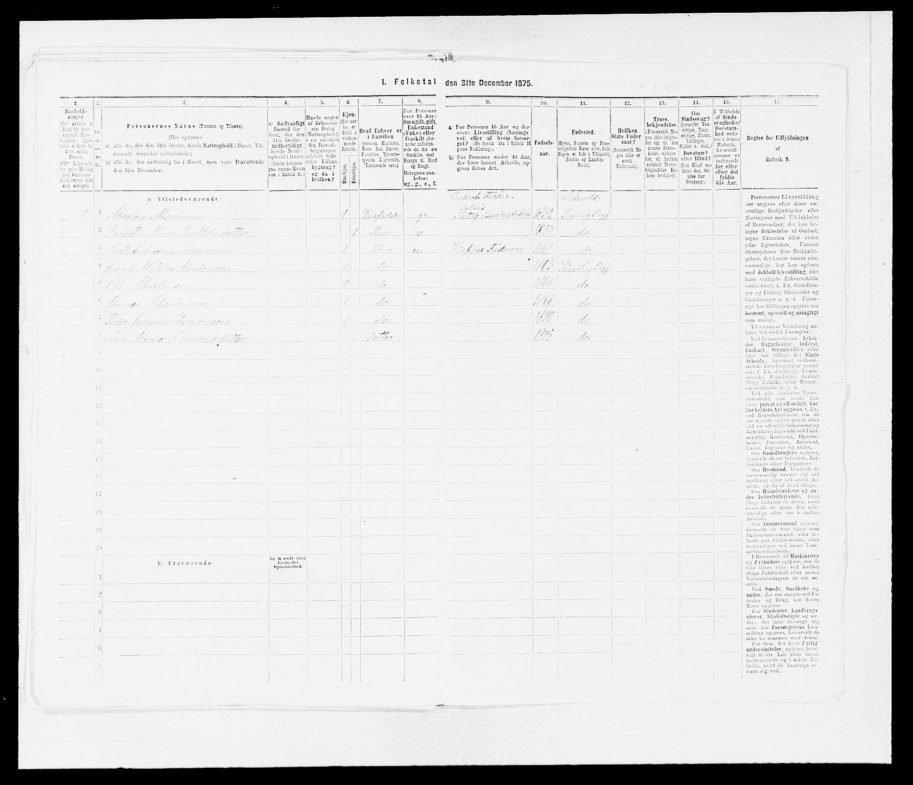 SAB, Folketelling 1875 for 1437L Kinn prestegjeld, Kinn sokn og Svanøy sokn, 1875, s. 316