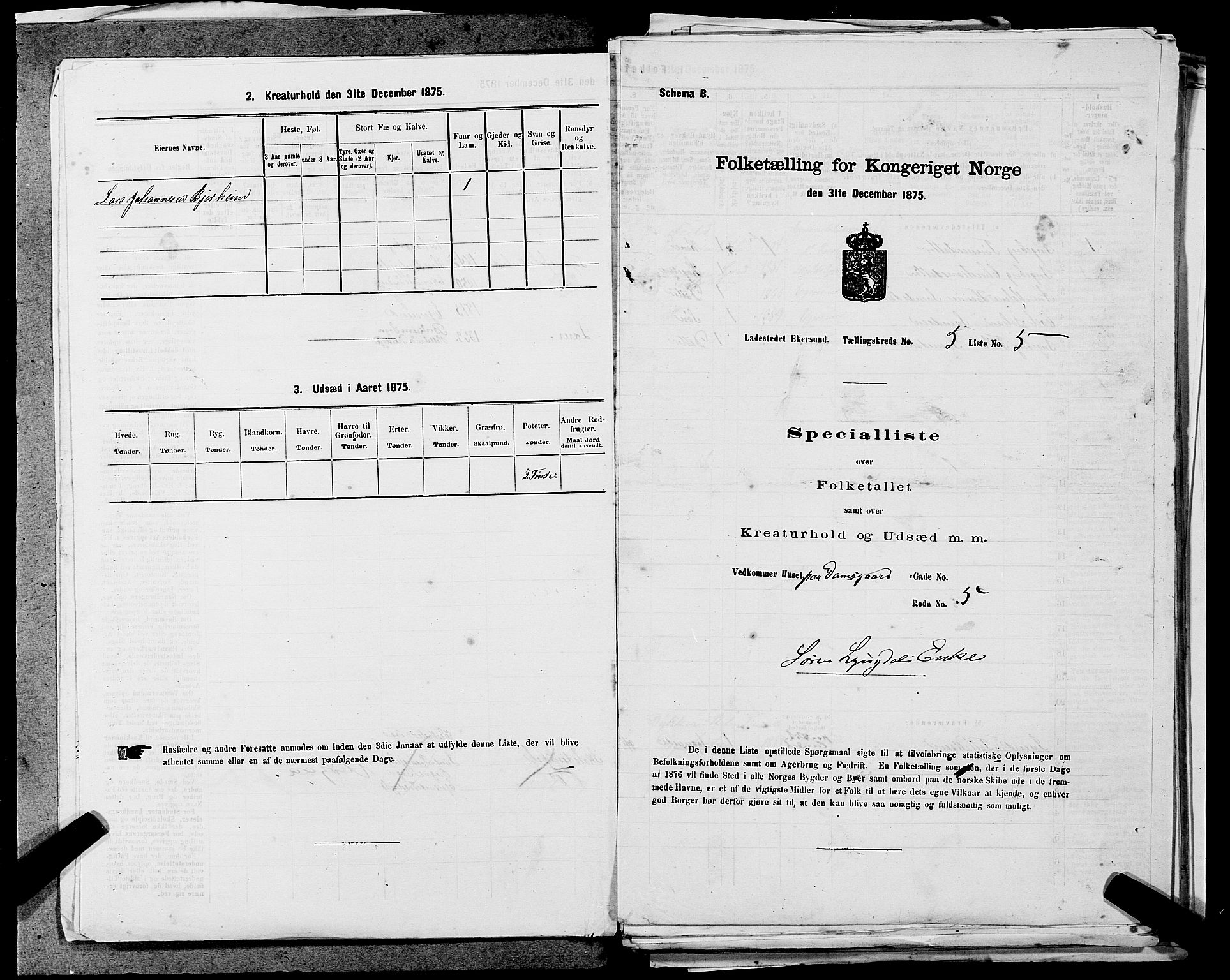 SAST, Folketelling 1875 for 1101B Eigersund prestegjeld, Egersund ladested, 1875, s. 440