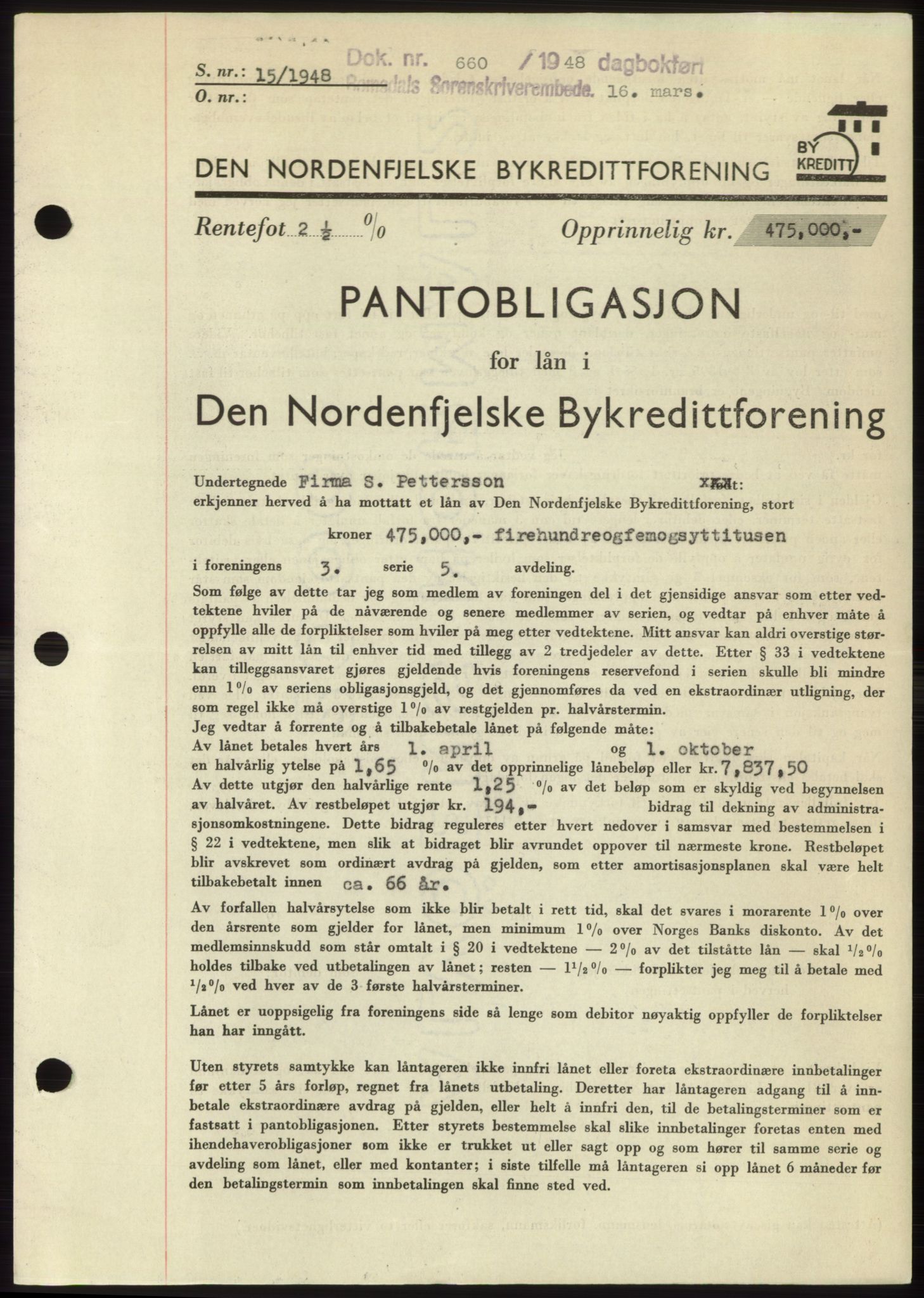 Romsdal sorenskriveri, SAT/A-4149/1/2/2C: Pantebok nr. B3, 1946-1948, Dagboknr: 660/1948