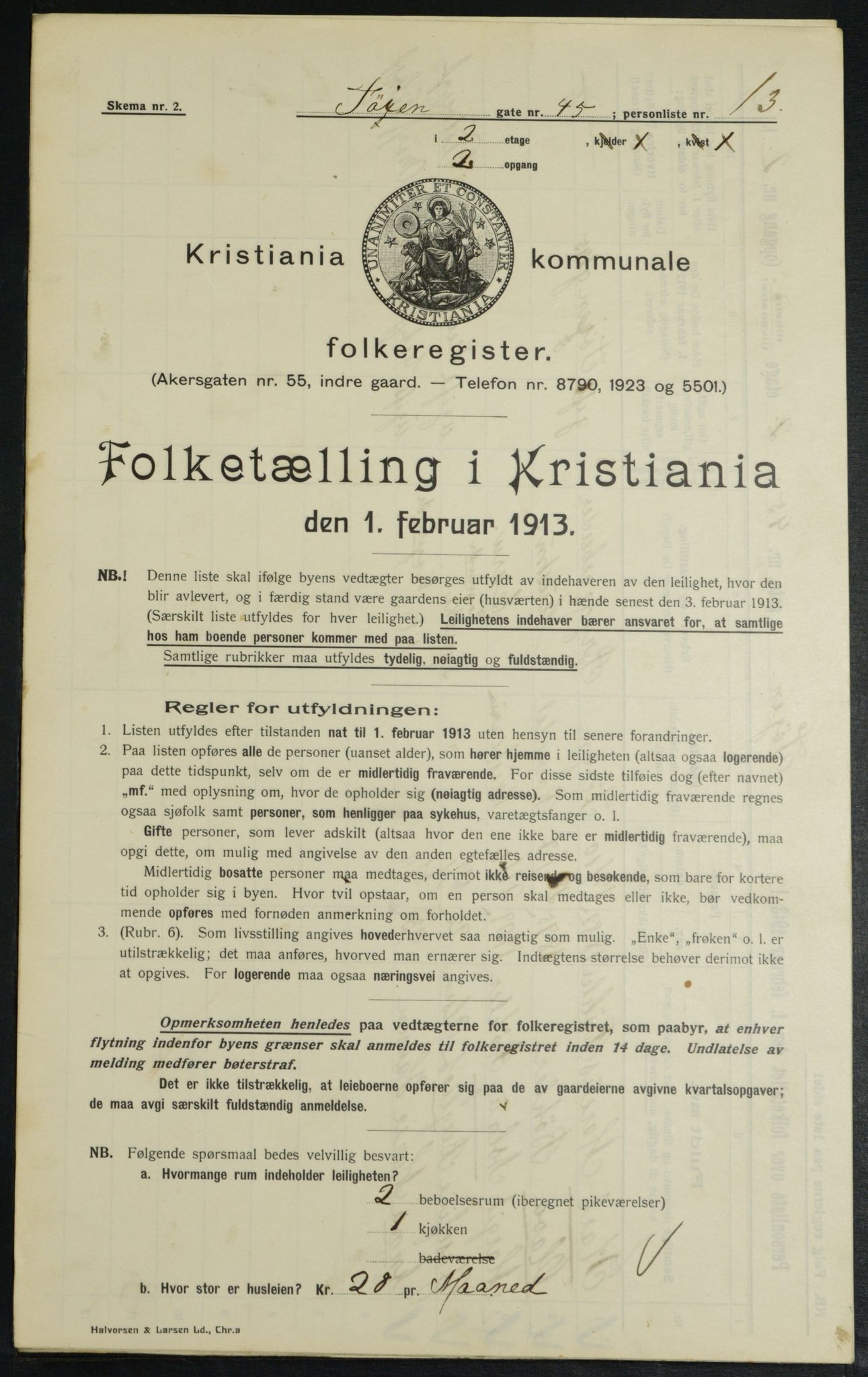 OBA, Kommunal folketelling 1.2.1913 for Kristiania, 1913, s. 118627