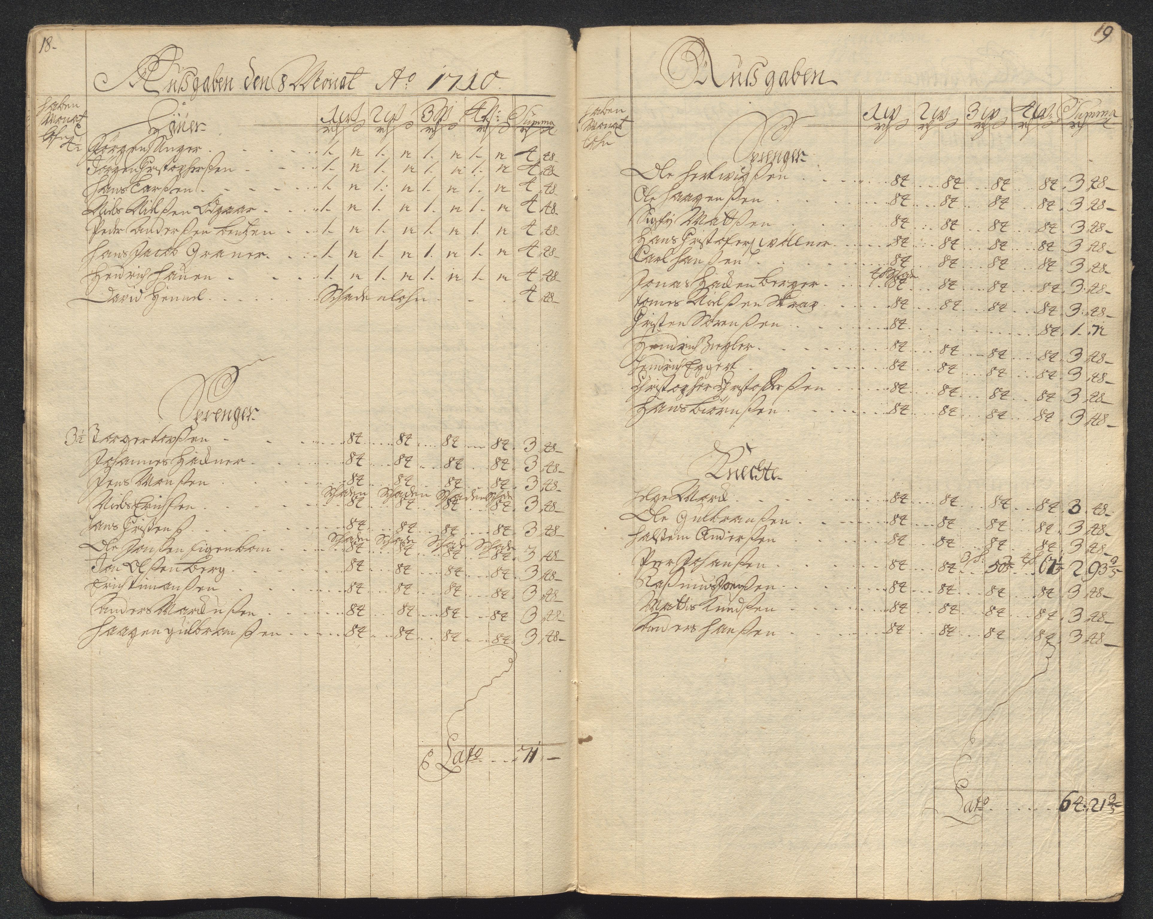 Kongsberg Sølvverk 1623-1816, AV/SAKO-EA-3135/001/D/Dc/Dcd/L0099: Utgiftsregnskap for gruver m.m., 1710, s. 338
