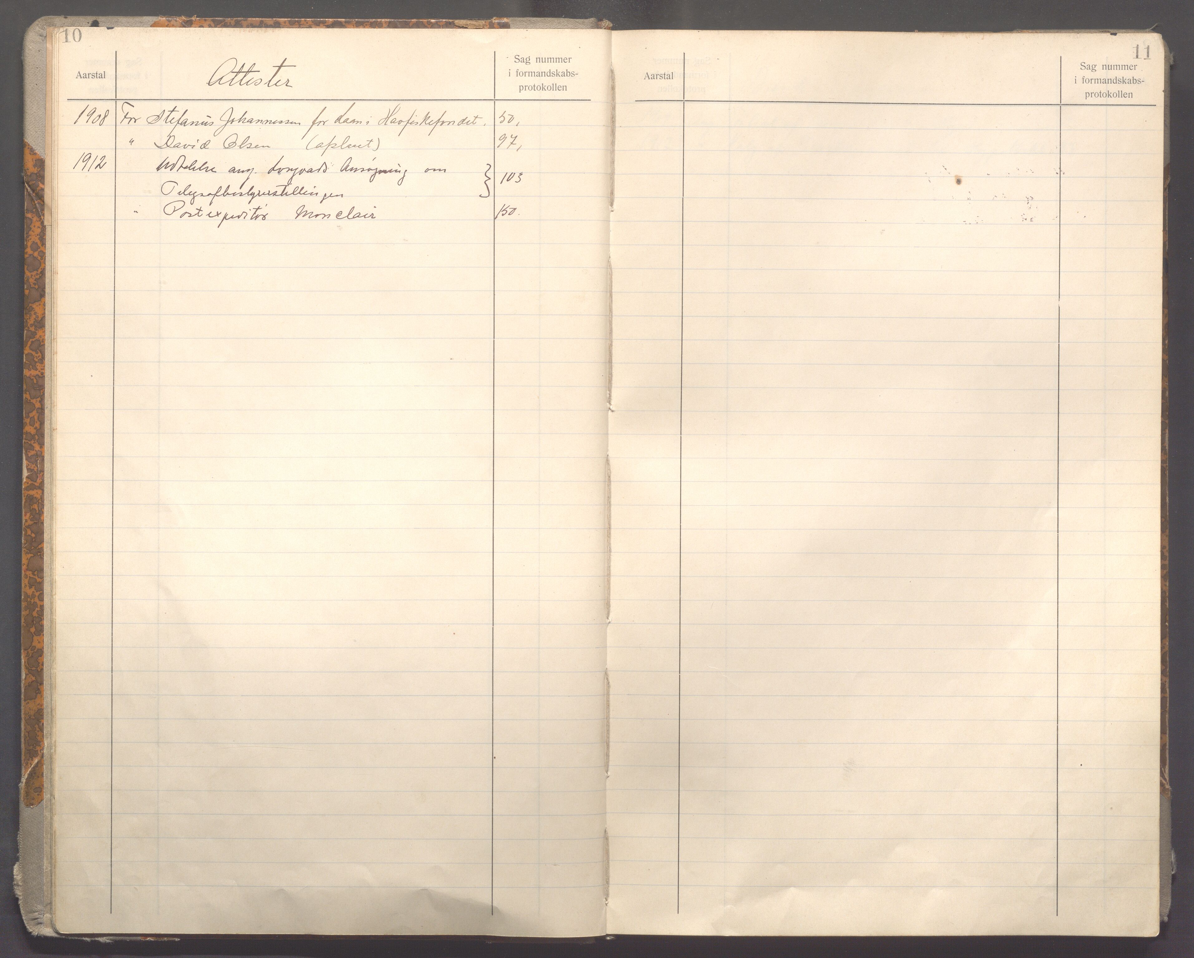 Haugesund kommune - Formannskapet og Bystyret , IKAR/A-1295/C/Ca/L0002: Register, 1908-1917, s. 10-11