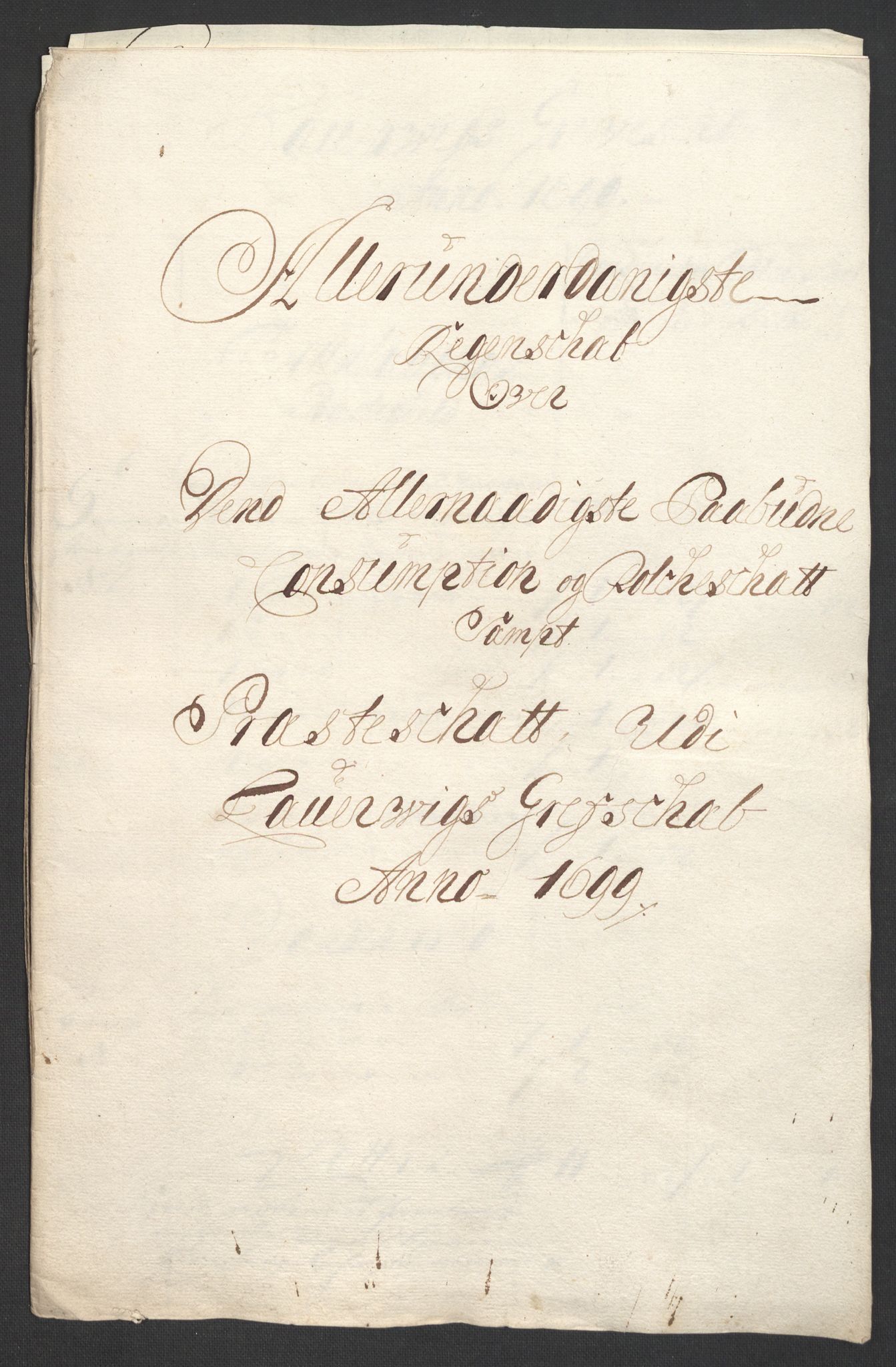 Rentekammeret inntil 1814, Reviderte regnskaper, Fogderegnskap, RA/EA-4092/R33/L1976: Fogderegnskap Larvik grevskap, 1698-1701, s. 111