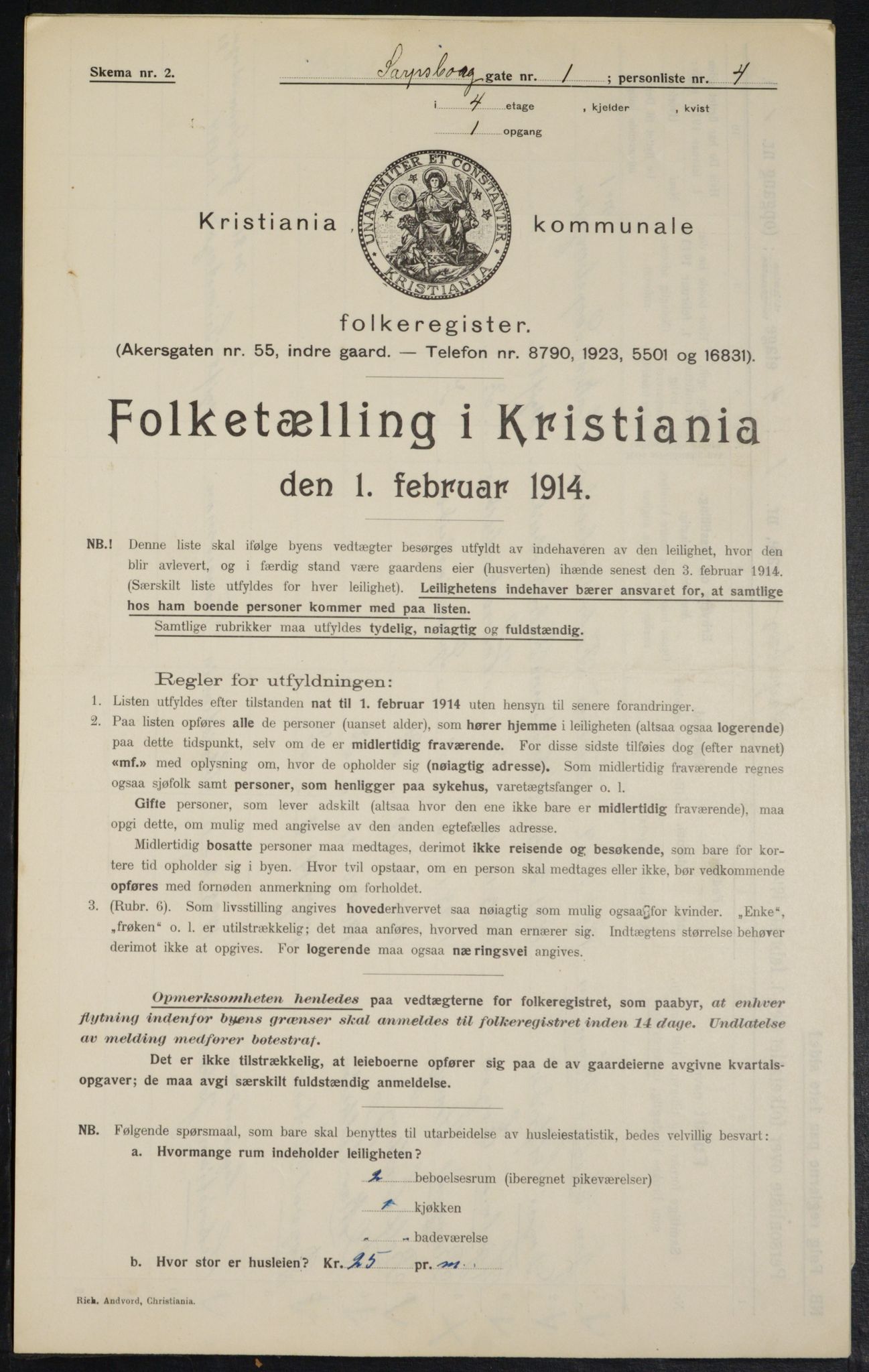 OBA, Kommunal folketelling 1.2.1914 for Kristiania, 1914, s. 88931