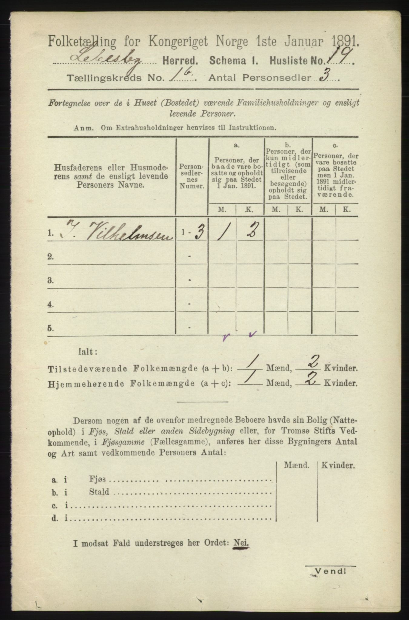 RA, Folketelling 1891 for 2022 Lebesby herred, 1891, s. 97