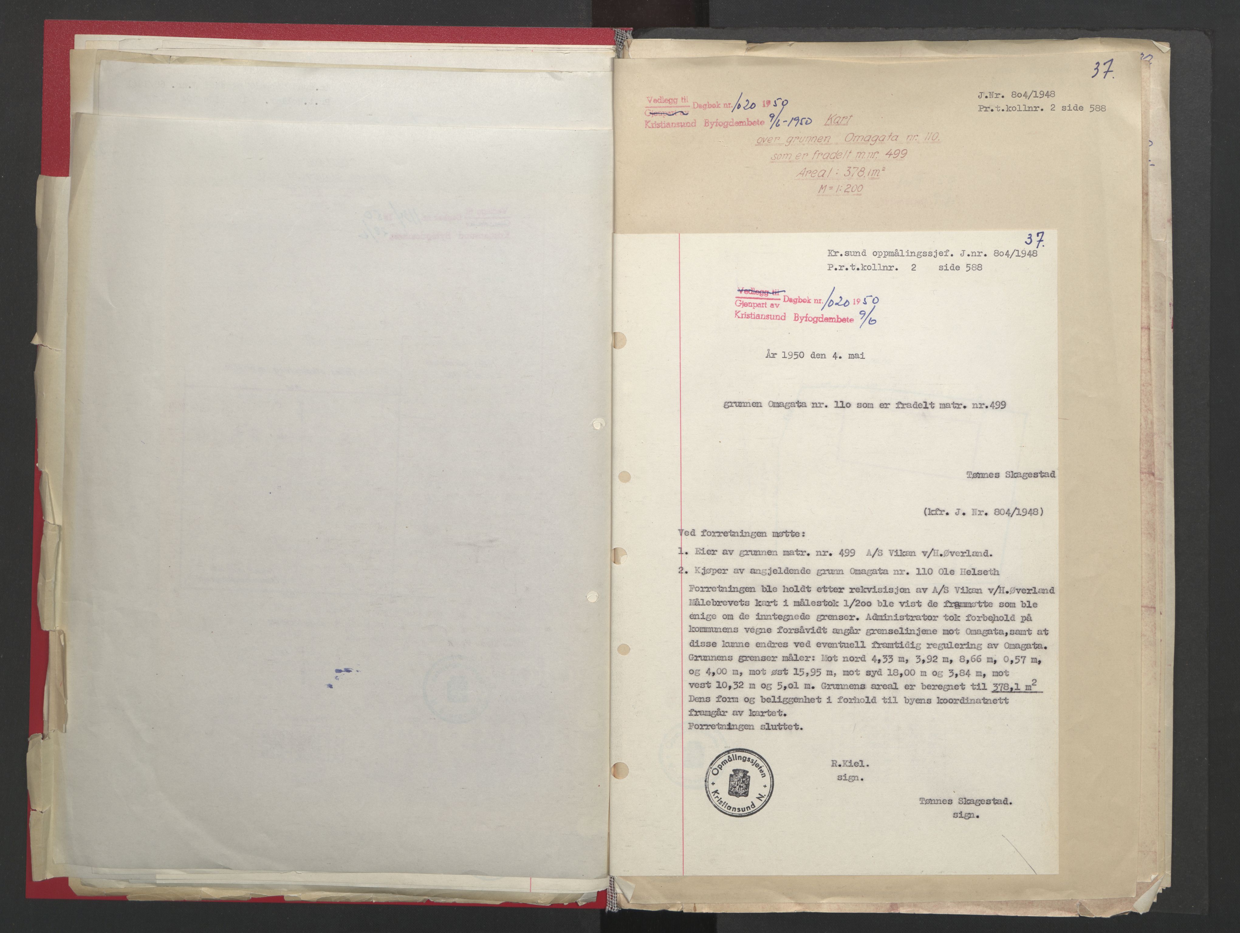 Kristiansund byfogd, AV/SAT-A-4587/A/27: Pantebok nr. 48, 1950-1950, Dagboknr: 1020/1950