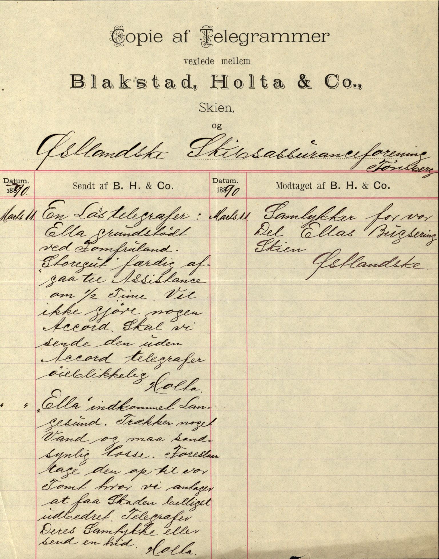 Pa 63 - Østlandske skibsassuranceforening, VEMU/A-1079/G/Ga/L0026/0002: Havaridokumenter / Dovre, Dictator, Ella, Elizabeth Morton, 1890, s. 124