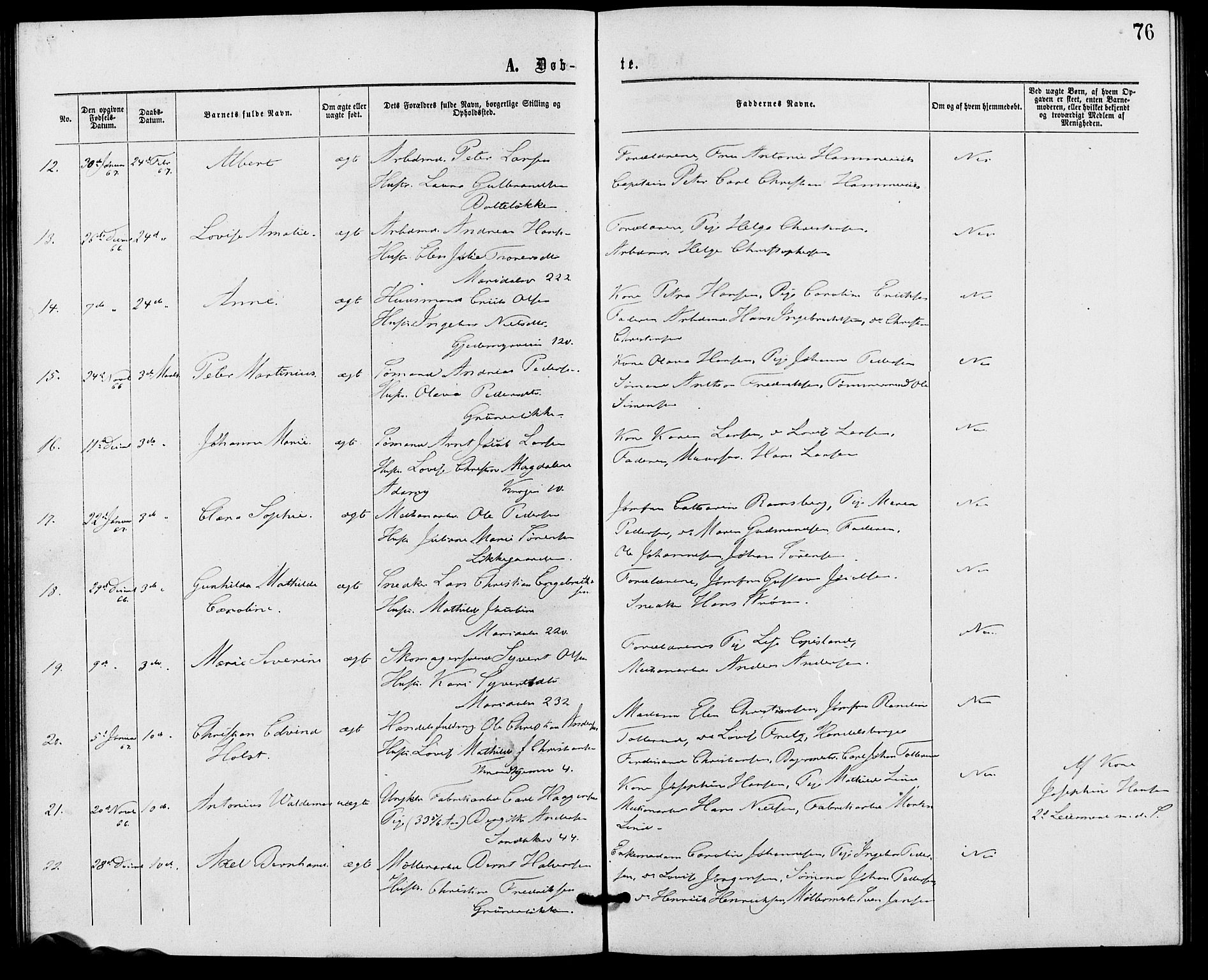 Gamle Aker prestekontor Kirkebøker, SAO/A-10617a/G/L0002: Klokkerbok nr. 2, 1864-1869, s. 76
