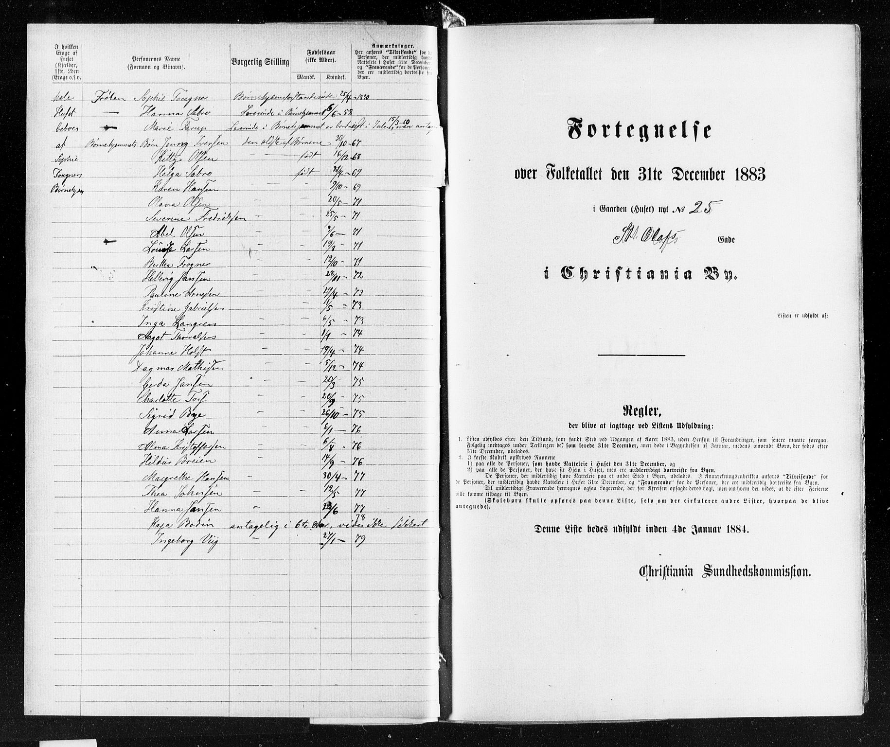 OBA, Kommunal folketelling 31.12.1883 for Kristiania kjøpstad, 1883, s. 4285