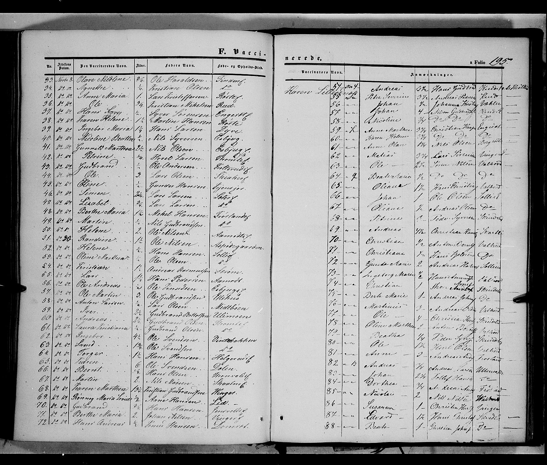 Land prestekontor, AV/SAH-PREST-120/H/Ha/Haa/L0010: Ministerialbok nr. 10, 1847-1859, s. 195