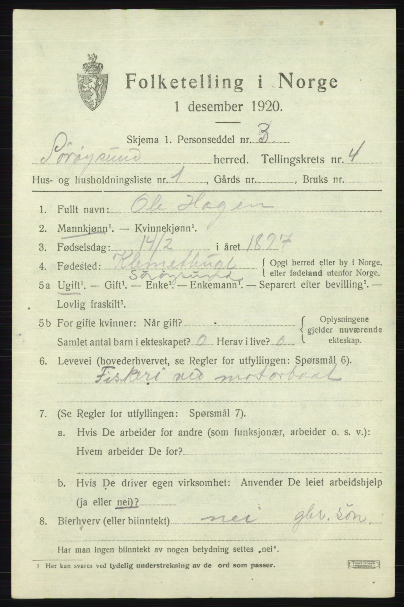 SATØ, Folketelling 1920 for 2016 Sørøysund herred, 1920, s. 1760