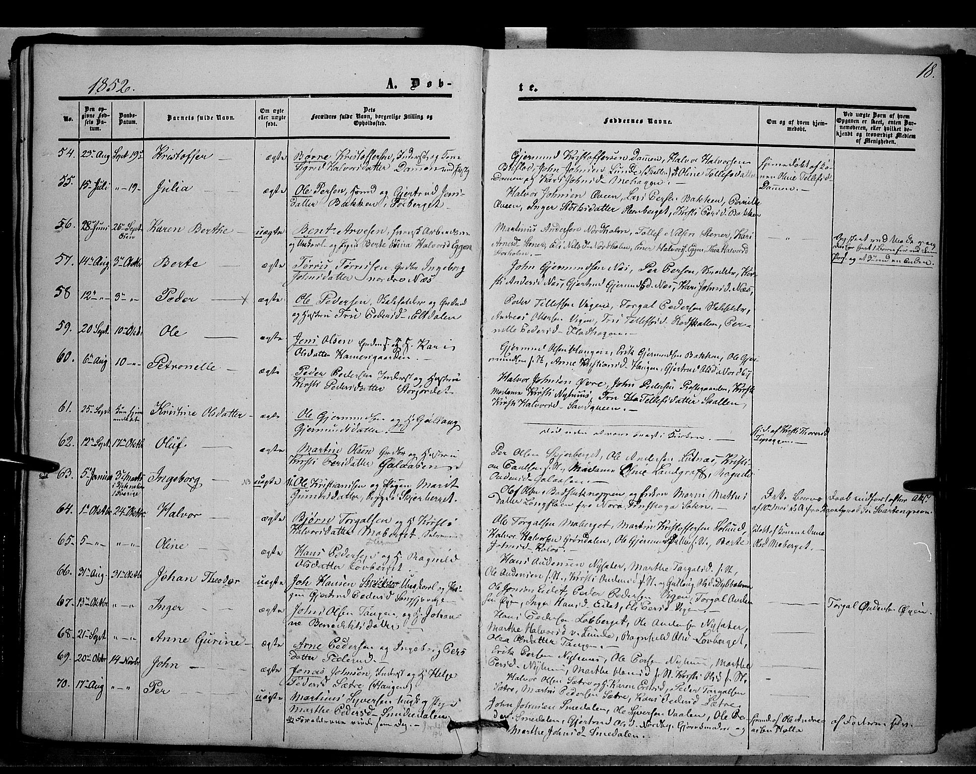 Trysil prestekontor, AV/SAH-PREST-046/H/Ha/Haa/L0005: Ministerialbok nr. 5, 1851-1865, s. 18