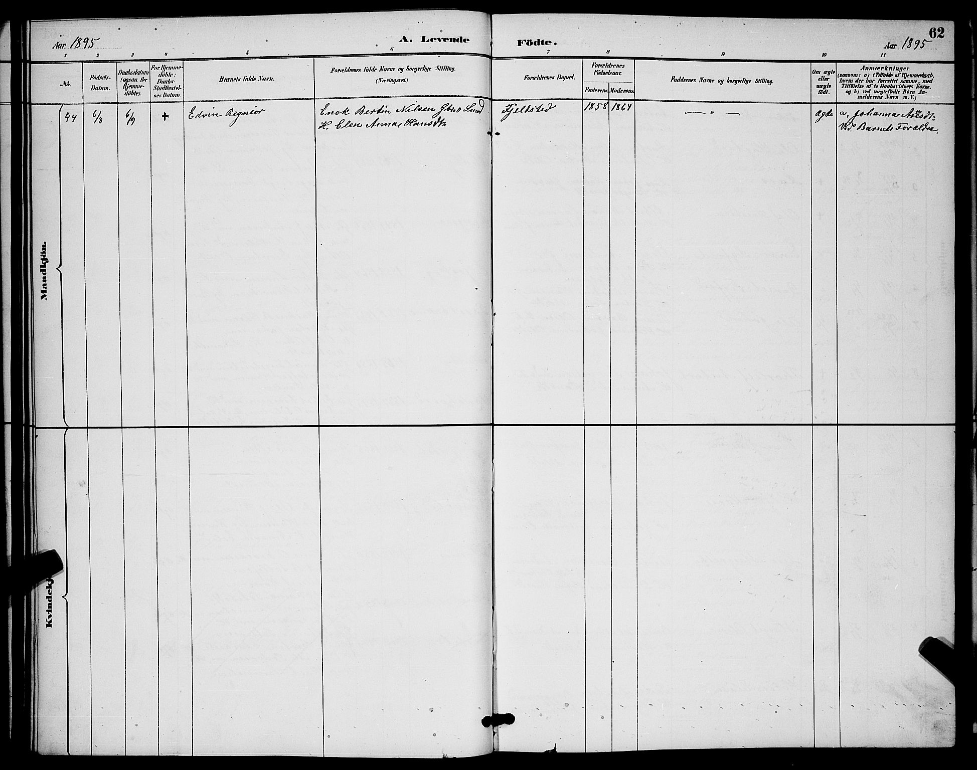 Ibestad sokneprestembete, AV/SATØ-S-0077/H/Ha/Hab/L0015klokker: Klokkerbok nr. 15, 1888-1899, s. 62