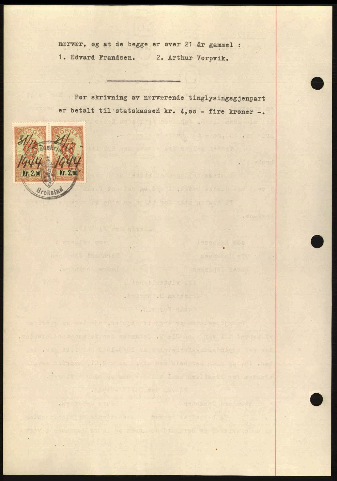 Fosen sorenskriveri, AV/SAT-A-1107/1/2/2C: Pantebok nr. A3, 1943-1945, Dagboknr: 1230/1944