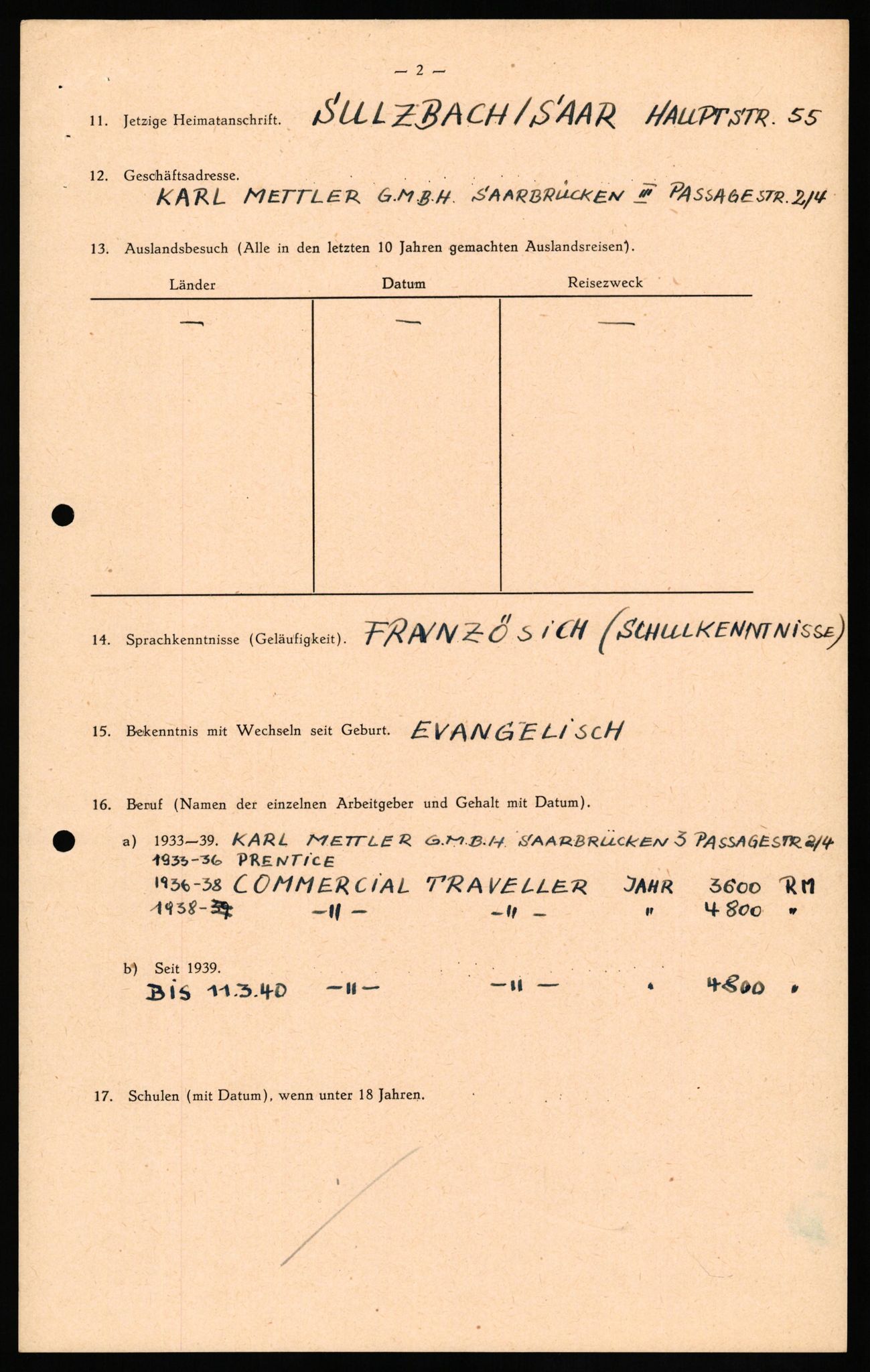 Forsvaret, Forsvarets overkommando II, AV/RA-RAFA-3915/D/Db/L0032: CI Questionaires. Tyske okkupasjonsstyrker i Norge. Tyskere., 1945-1946, s. 50