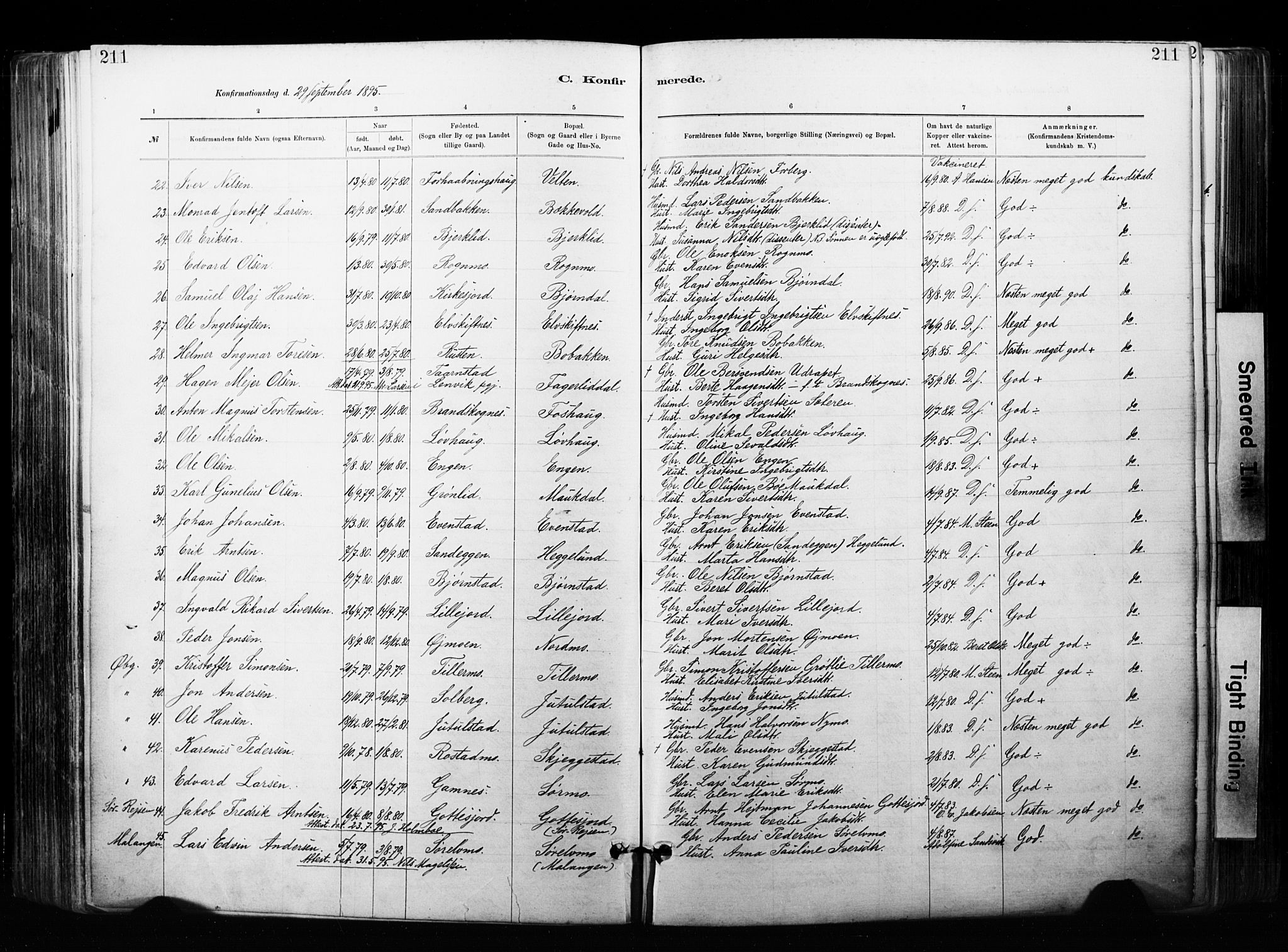 Målselv sokneprestembete, AV/SATØ-S-1311/G/Ga/Gaa/L0007kirke: Ministerialbok nr. 7, 1884-1903, s. 211