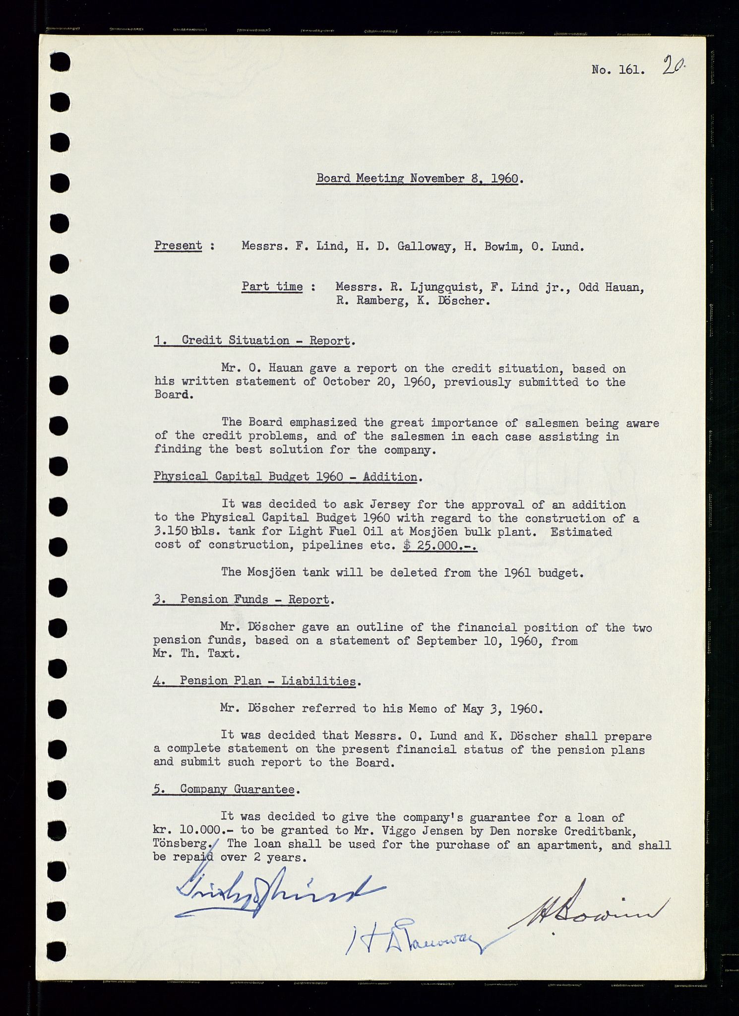 Pa 0982 - Esso Norge A/S, AV/SAST-A-100448/A/Aa/L0001/0002: Den administrerende direksjon Board minutes (styrereferater) / Den administrerende direksjon Board minutes (styrereferater), 1960-1961, s. 67