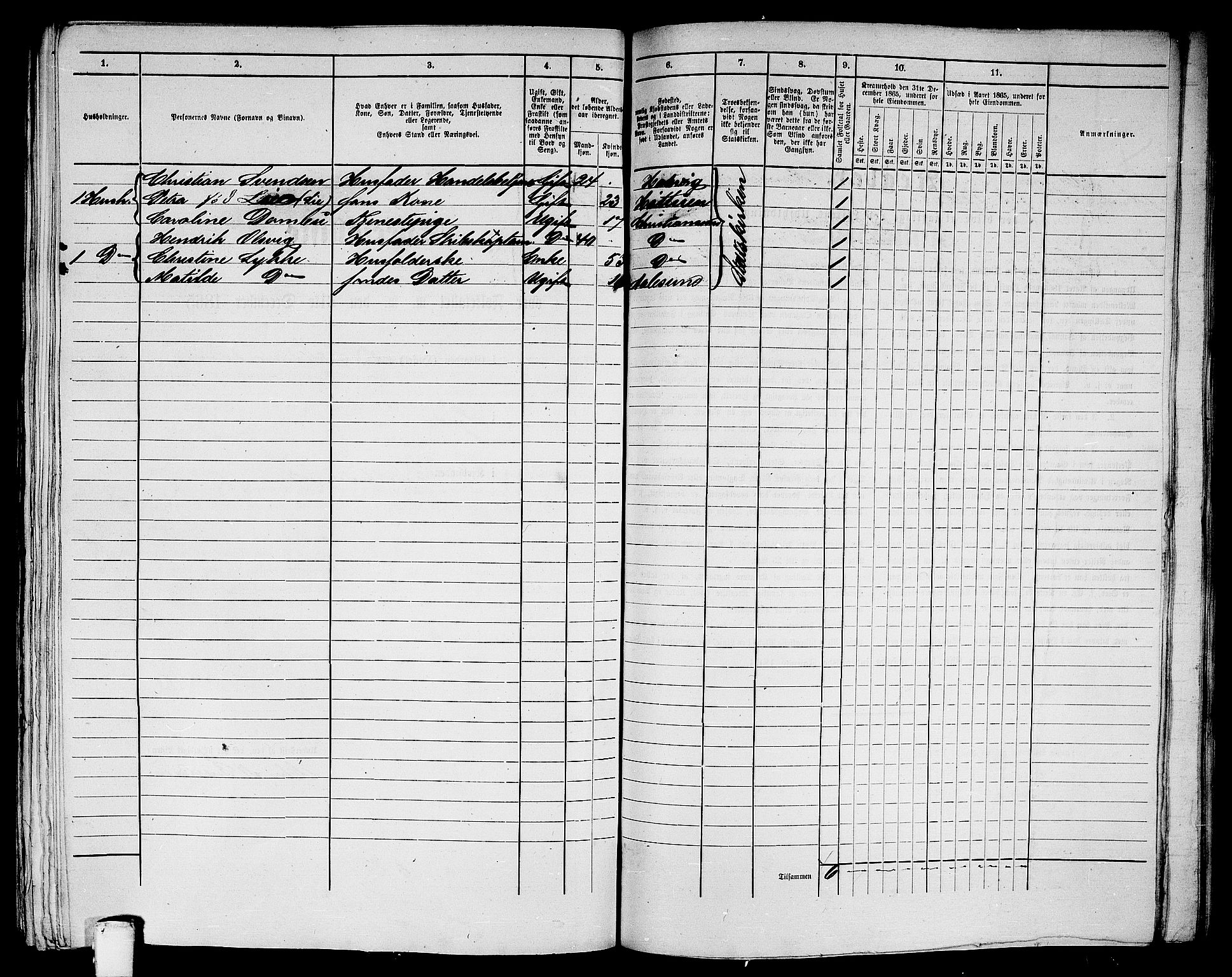 RA, Folketelling 1865 for 1503B Kristiansund prestegjeld, Kristiansund kjøpstad, 1865, s. 993