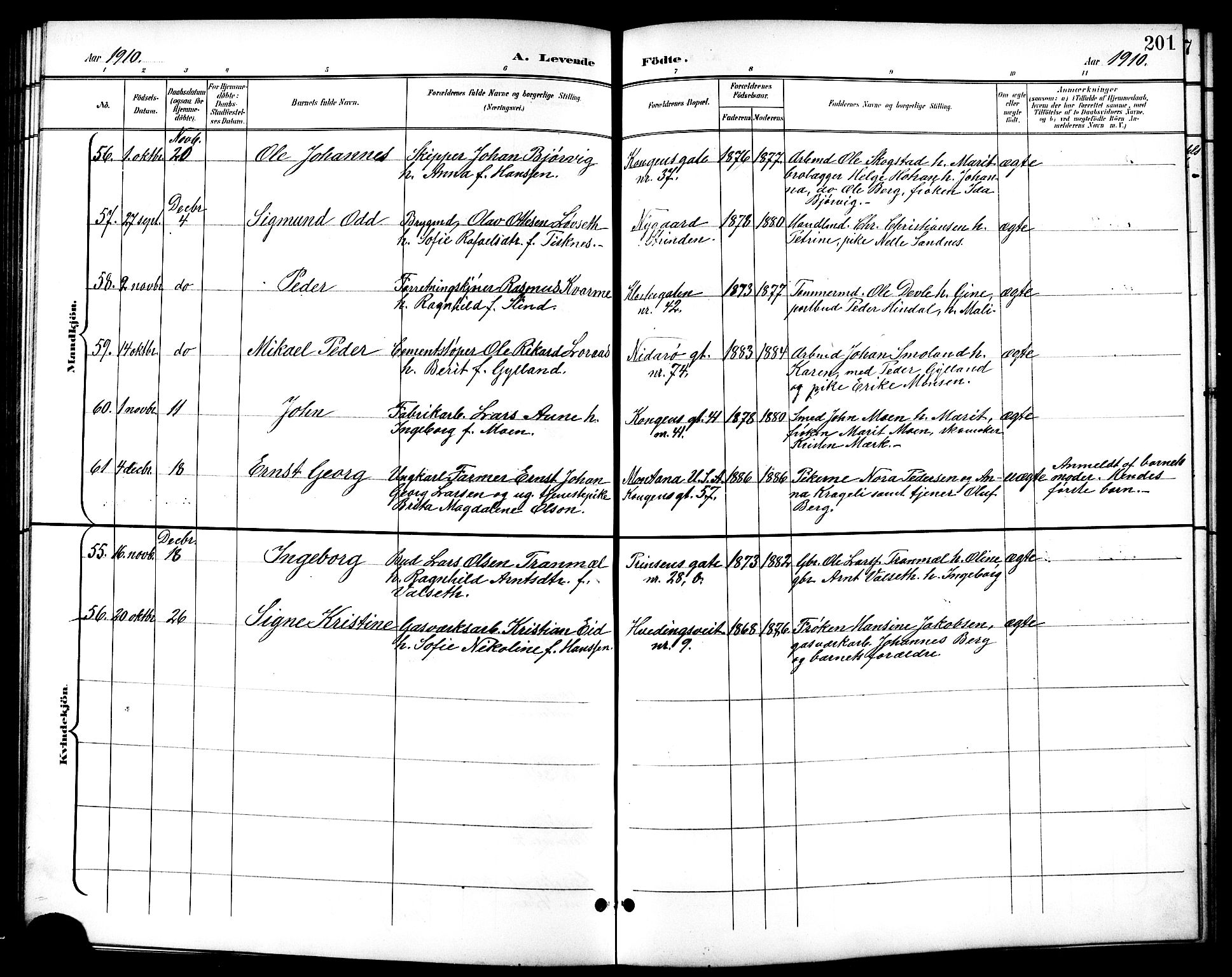 Ministerialprotokoller, klokkerbøker og fødselsregistre - Sør-Trøndelag, SAT/A-1456/601/L0094: Klokkerbok nr. 601C12, 1898-1911, s. 201