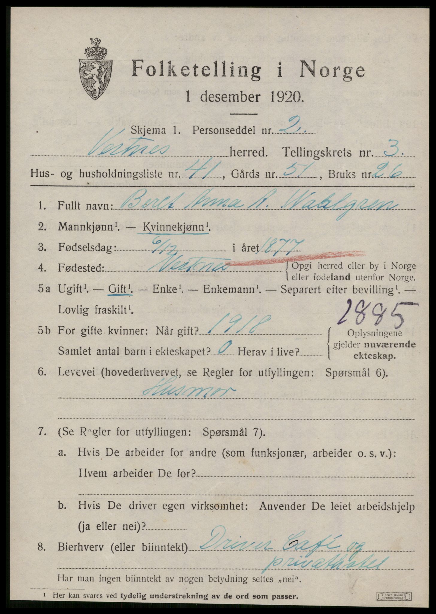 SAT, Folketelling 1920 for 1535 Vestnes herred, 1920, s. 3105