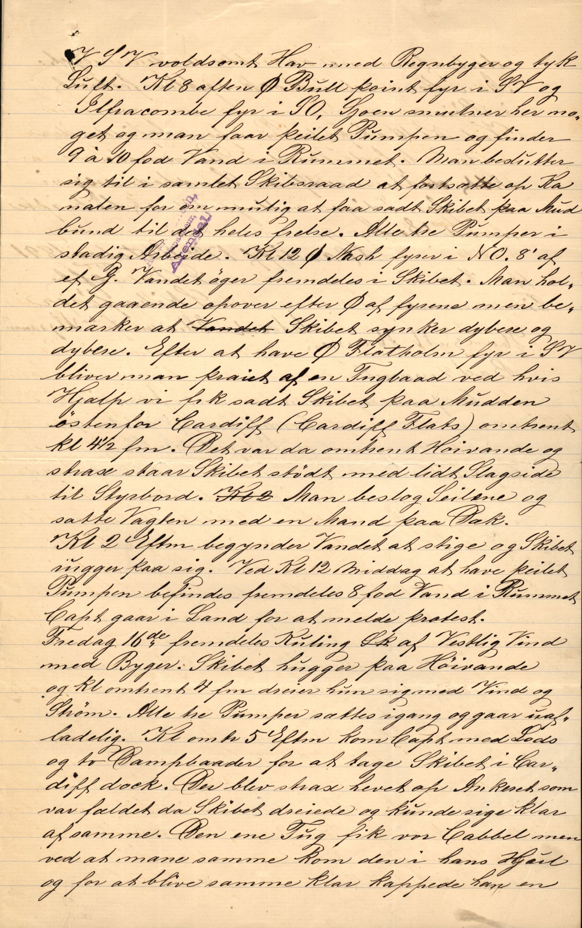 Pa 63 - Østlandske skibsassuranceforening, VEMU/A-1079/G/Ga/L0027/0012: Havaridokumenter / Hans Nielsen Hauge, Verena, Guldfaxe, India, Industri, 1891, s. 16