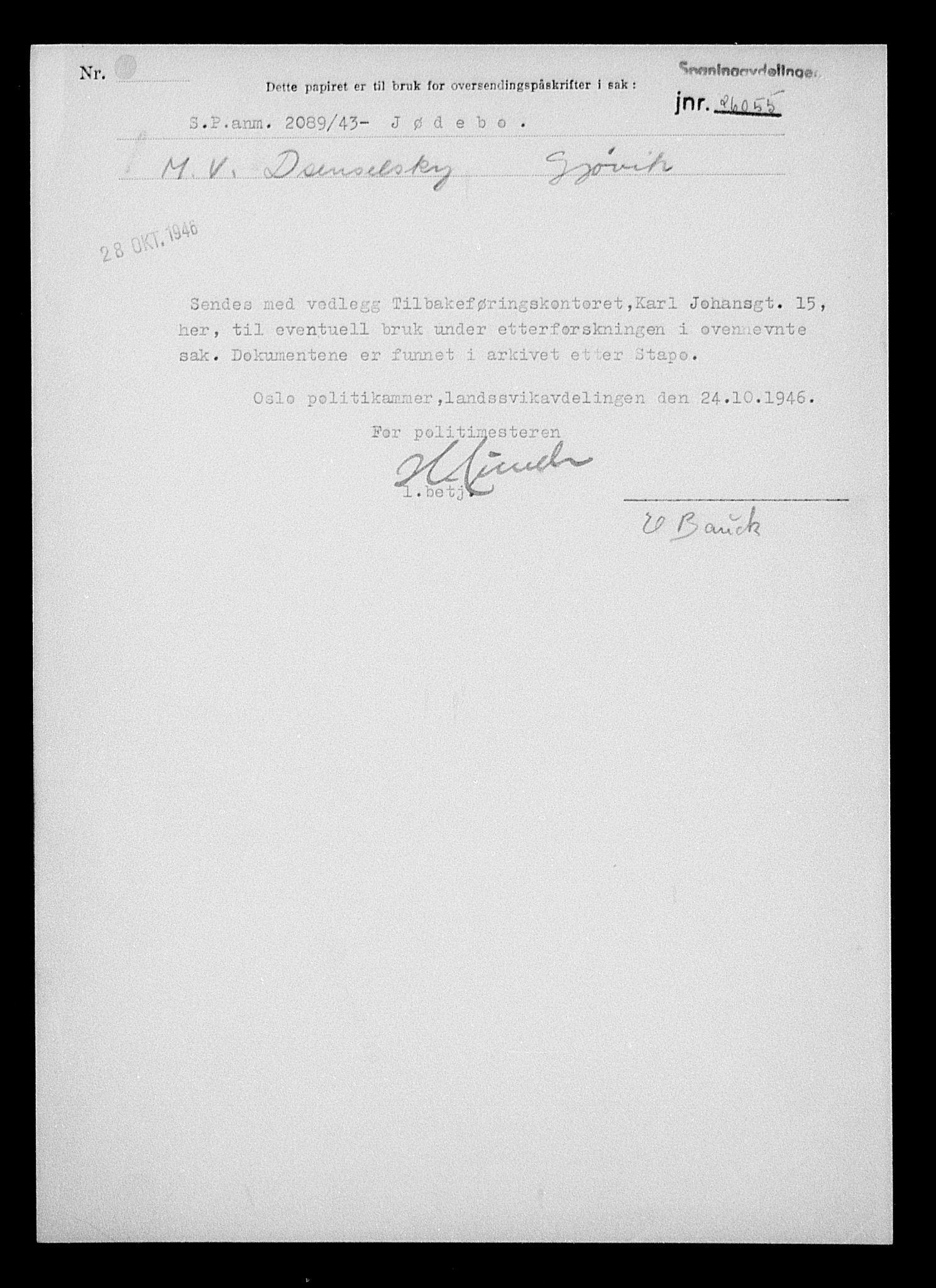 Justisdepartementet, Tilbakeføringskontoret for inndratte formuer, RA/S-1564/H/Hc/Hcd/L0993: --, 1945-1947, s. 638