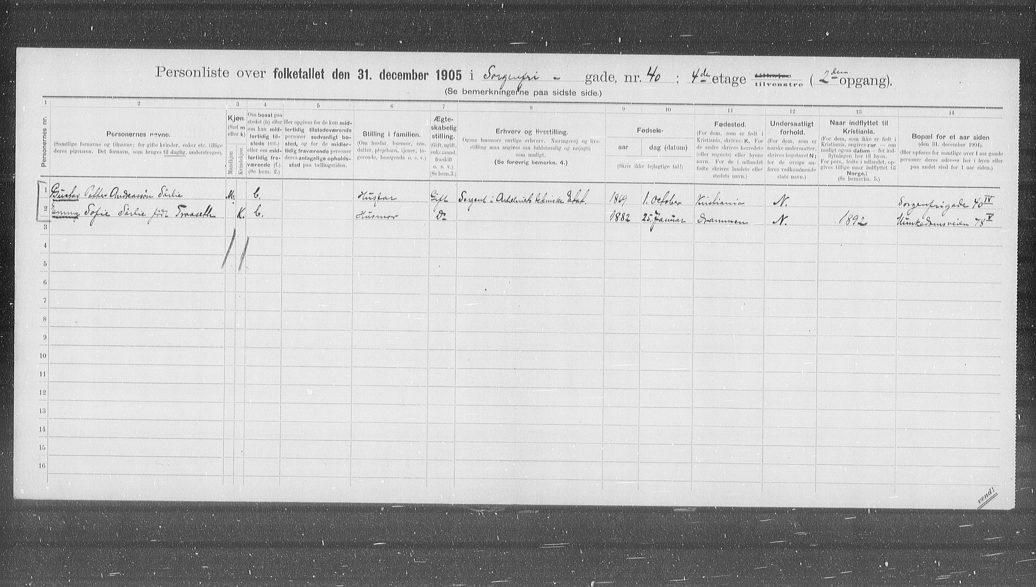 OBA, Kommunal folketelling 31.12.1905 for Kristiania kjøpstad, 1905, s. 52009