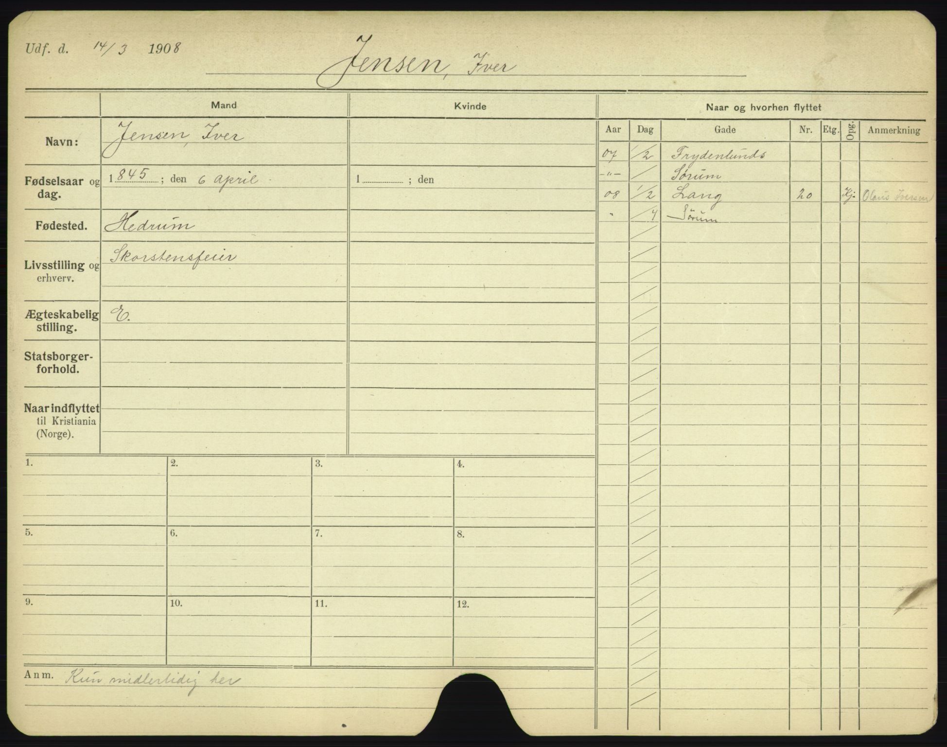 Oslo folkeregister, Registerkort, AV/SAO-A-11715/F/Fa/Fac/L0005: Menn, 1906-1914, s. 300a