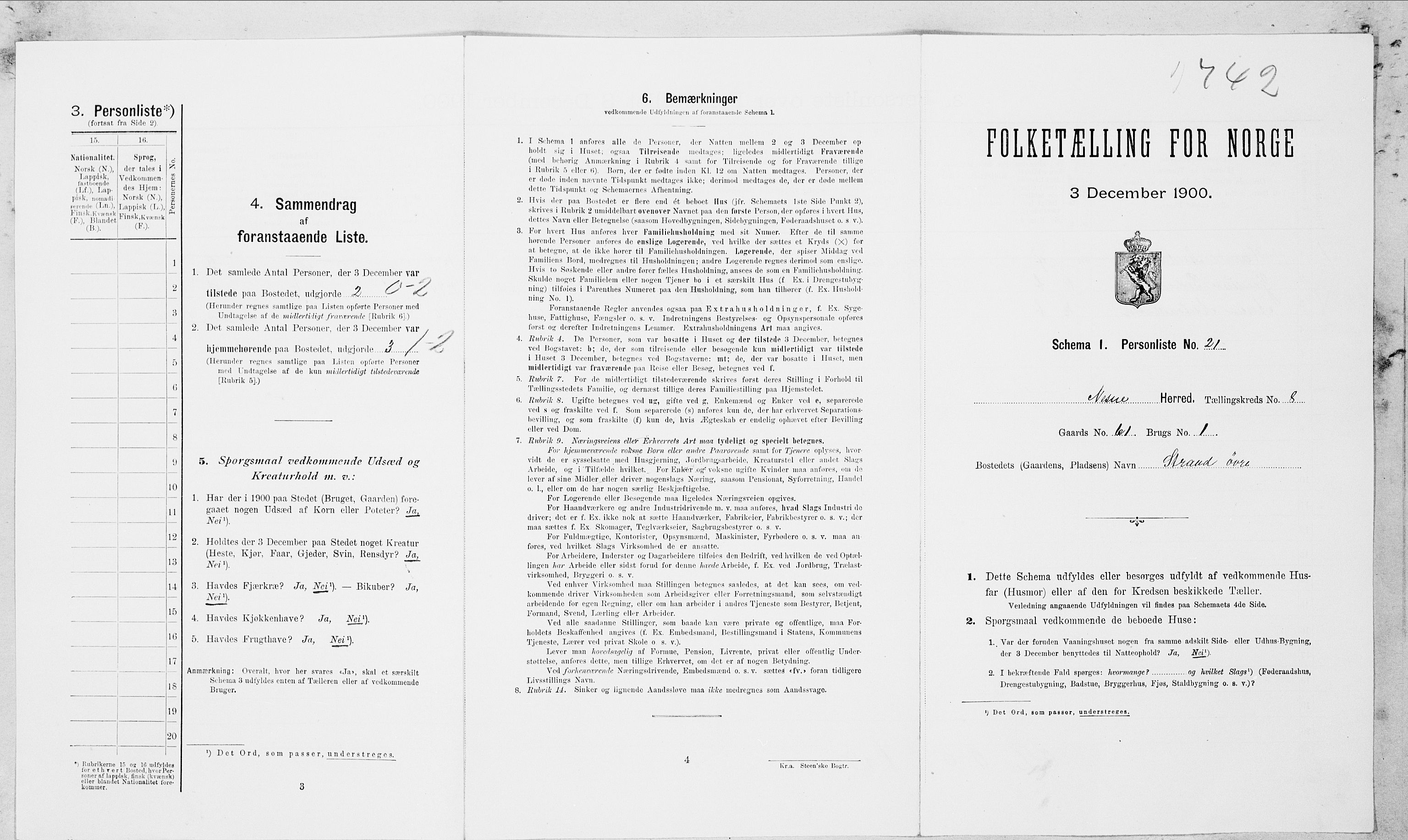 SAT, Folketelling 1900 for 1828 Nesna herred, 1900, s. 712