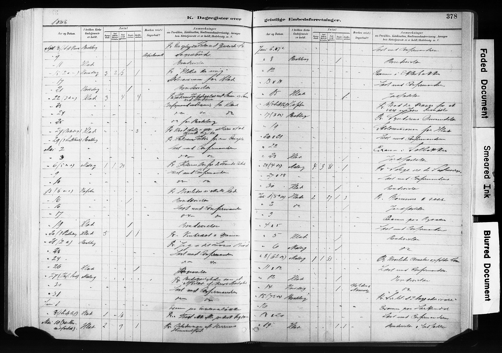 Ministerialprotokoller, klokkerbøker og fødselsregistre - Sør-Trøndelag, AV/SAT-A-1456/606/L0300: Ministerialbok nr. 606A15, 1886-1893, s. 378