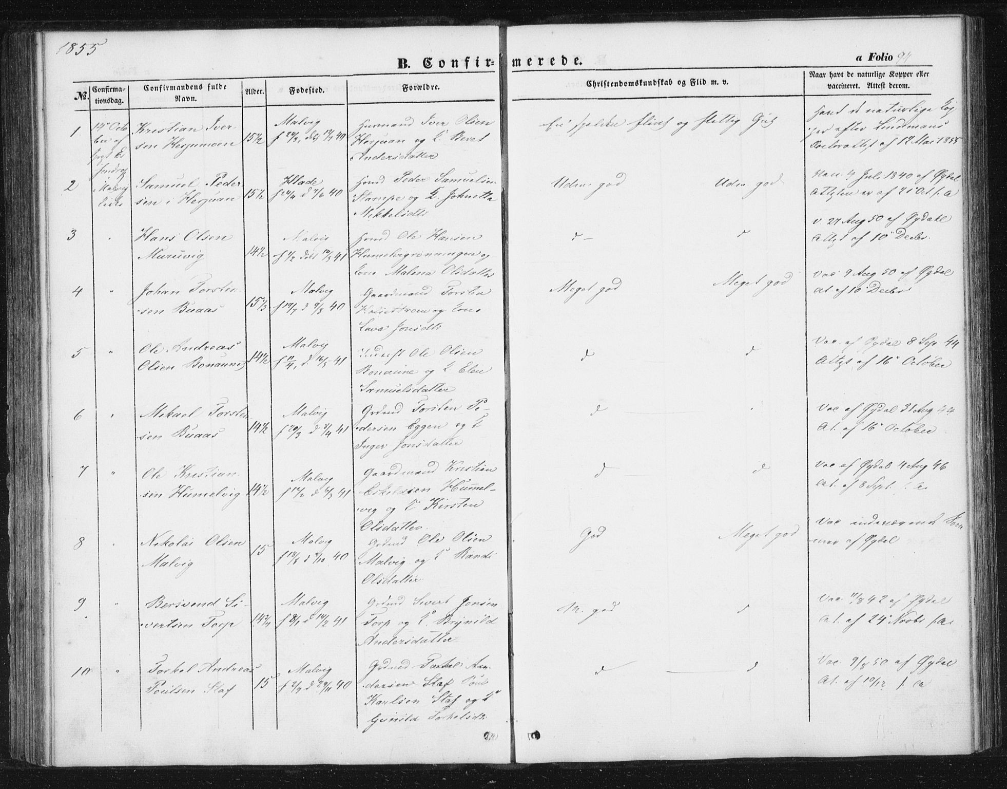 Ministerialprotokoller, klokkerbøker og fødselsregistre - Sør-Trøndelag, SAT/A-1456/616/L0407: Ministerialbok nr. 616A04, 1848-1856, s. 94