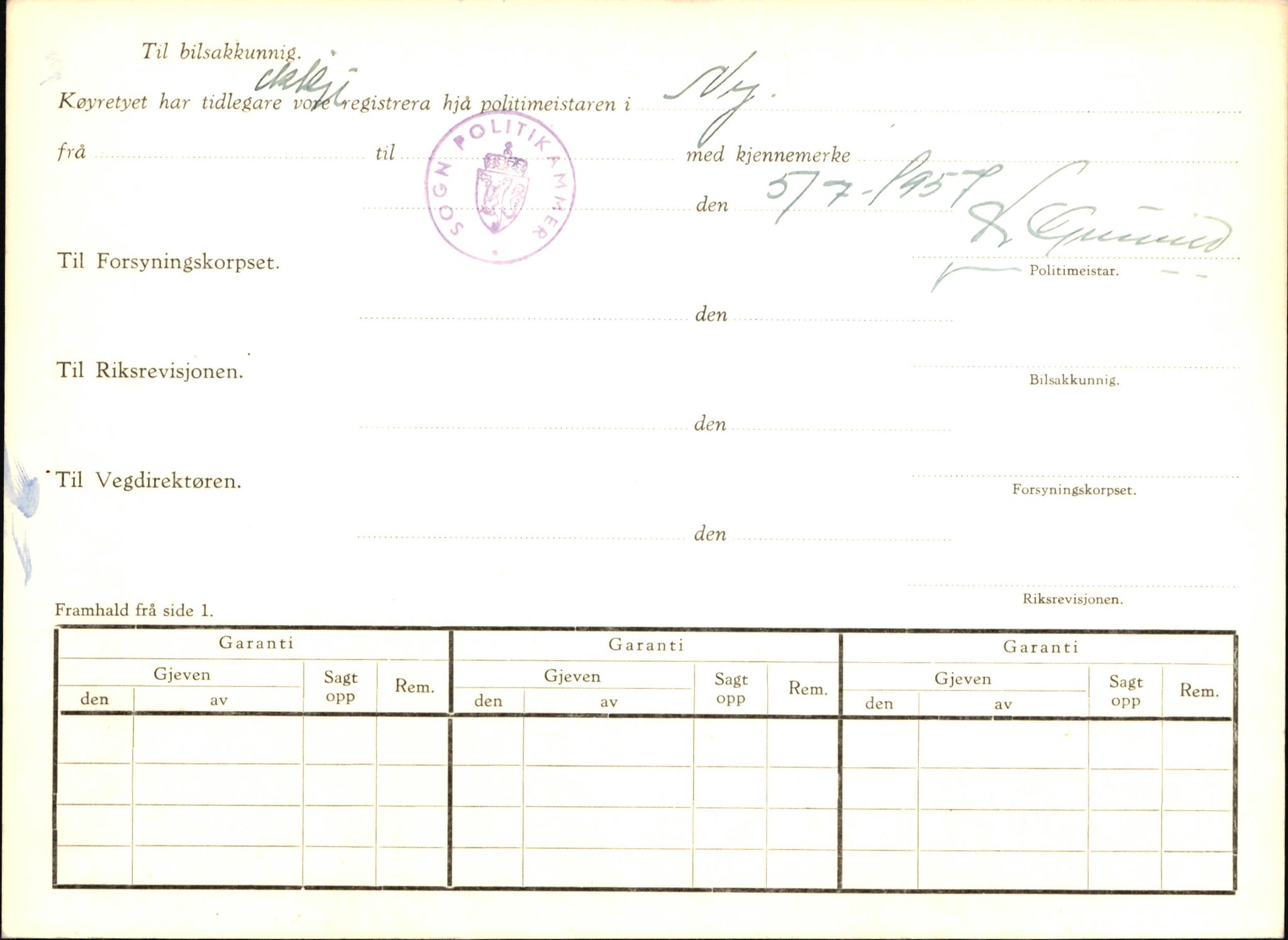 Statens vegvesen, Sogn og Fjordane vegkontor, AV/SAB-A-5301/4/F/L0011: Registerkort utmeldte , 1960, s. 3