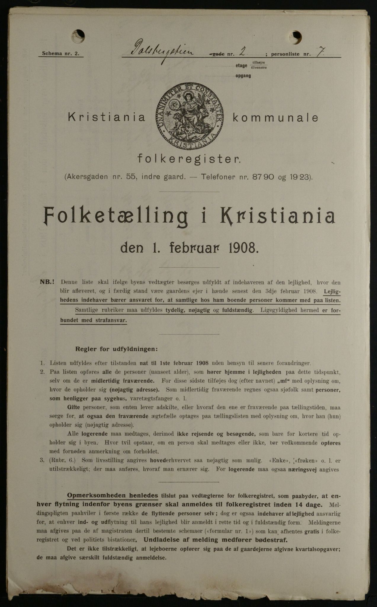 OBA, Kommunal folketelling 1.2.1908 for Kristiania kjøpstad, 1908, s. 13135