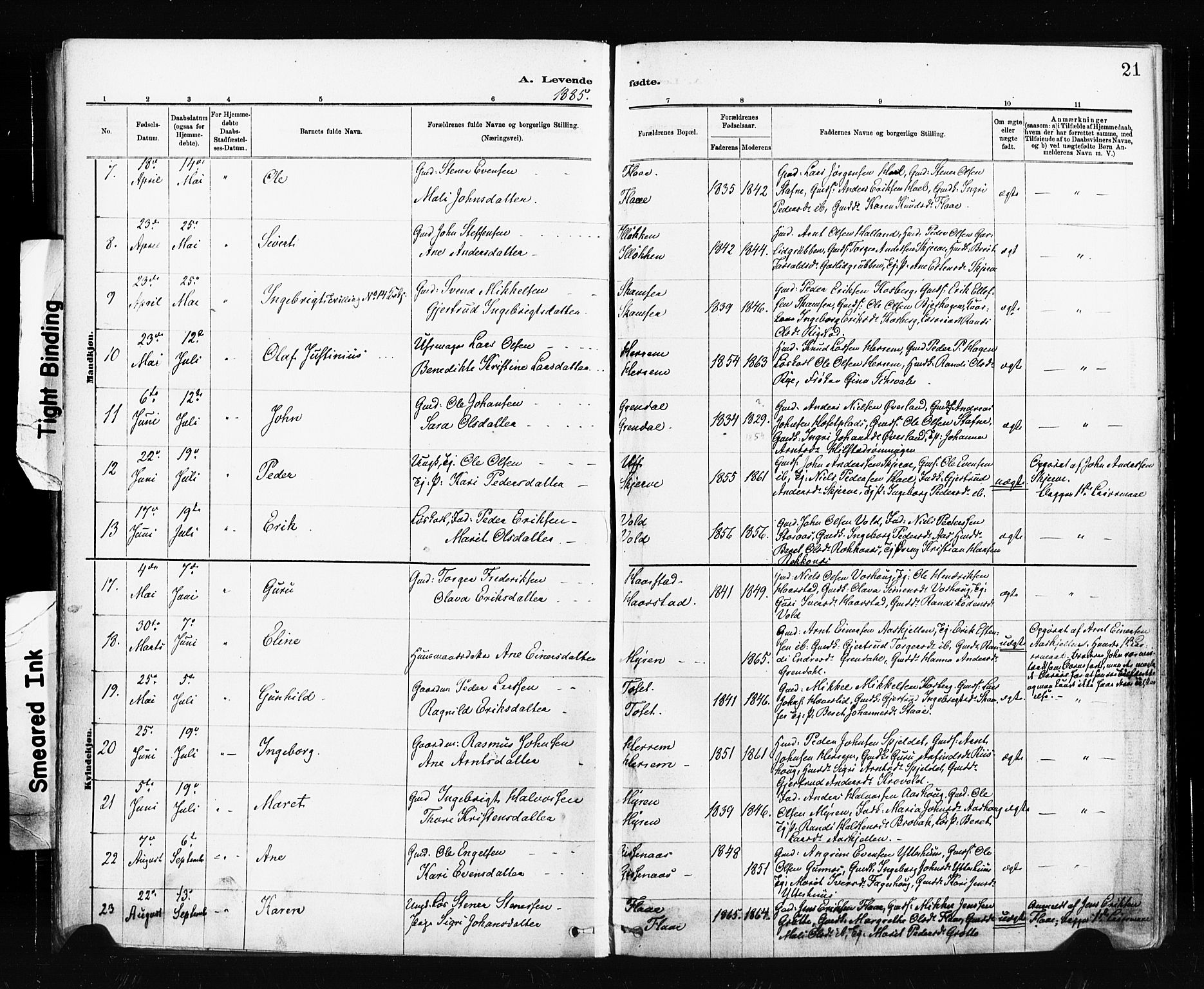 Ministerialprotokoller, klokkerbøker og fødselsregistre - Sør-Trøndelag, AV/SAT-A-1456/674/L0871: Ministerialbok nr. 674A03, 1880-1896, s. 21