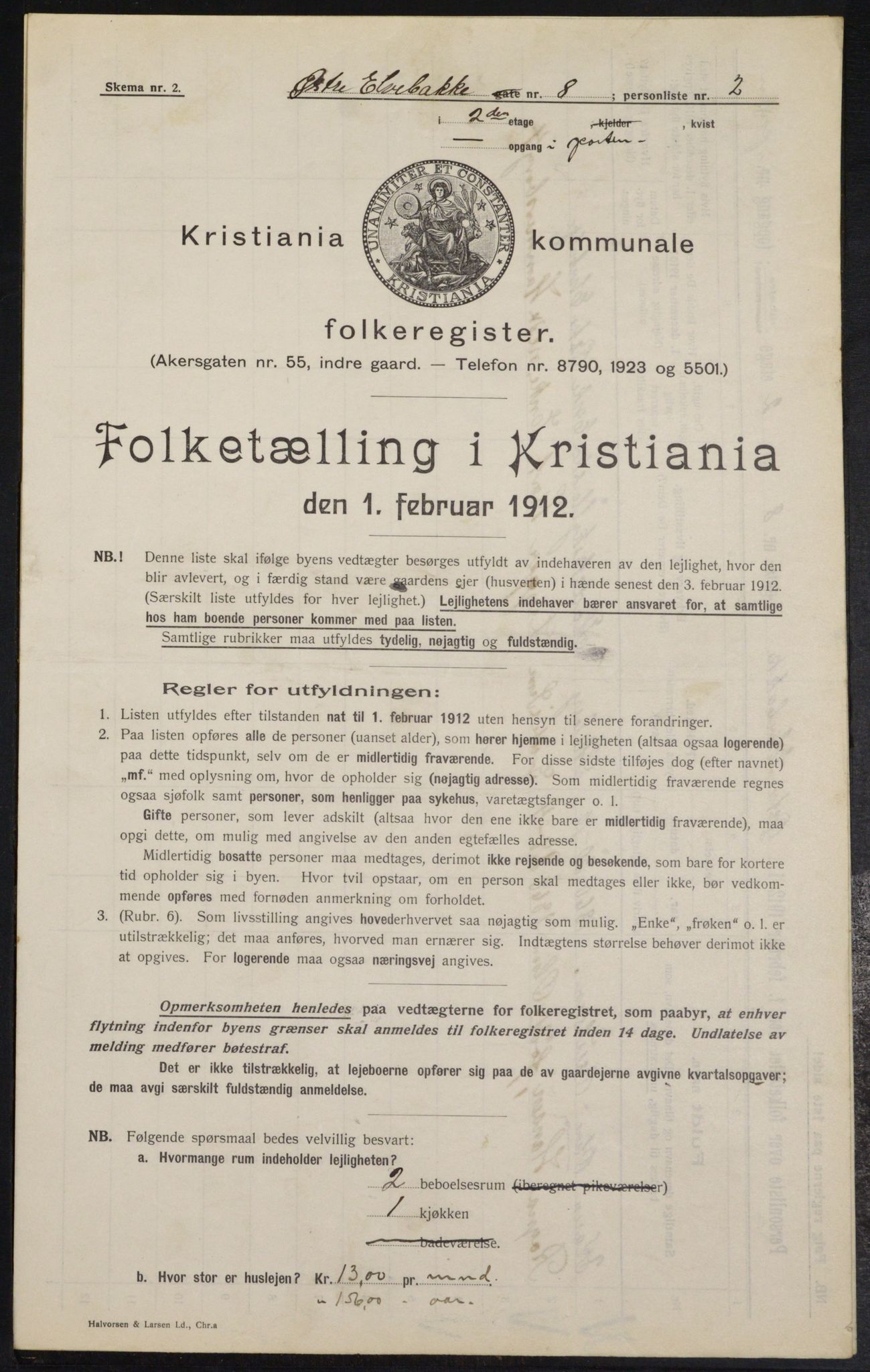 OBA, Kommunal folketelling 1.2.1912 for Kristiania, 1912, s. 129416