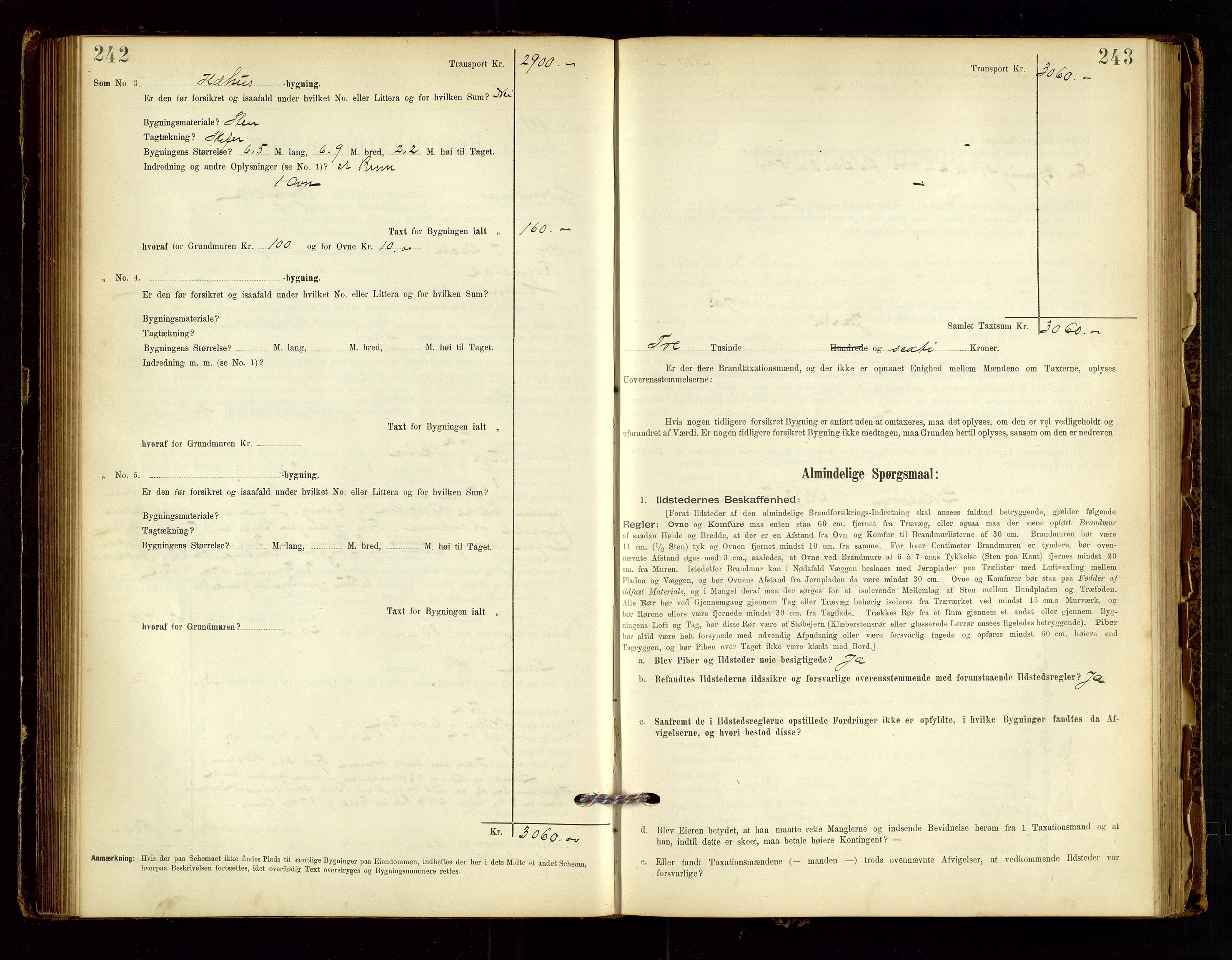 Hjelmeland lensmannskontor, AV/SAST-A-100439/Gob/L0001: "Brandtaxationsprotokol", 1895-1932, s. 242-243