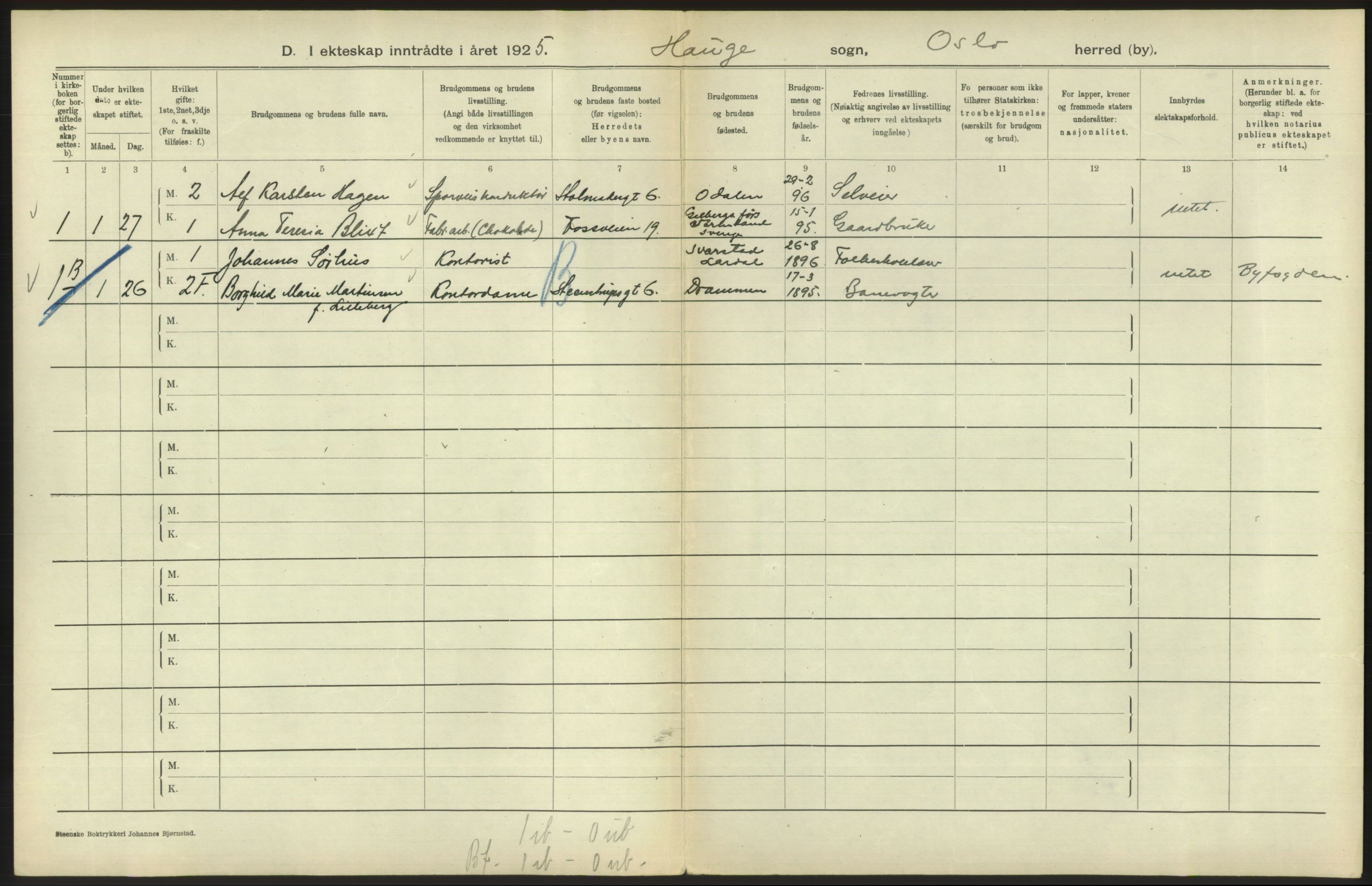 Statistisk sentralbyrå, Sosiodemografiske emner, Befolkning, AV/RA-S-2228/D/Df/Dfc/Dfce/L0008: Oslo: Gifte, 1925, s. 726