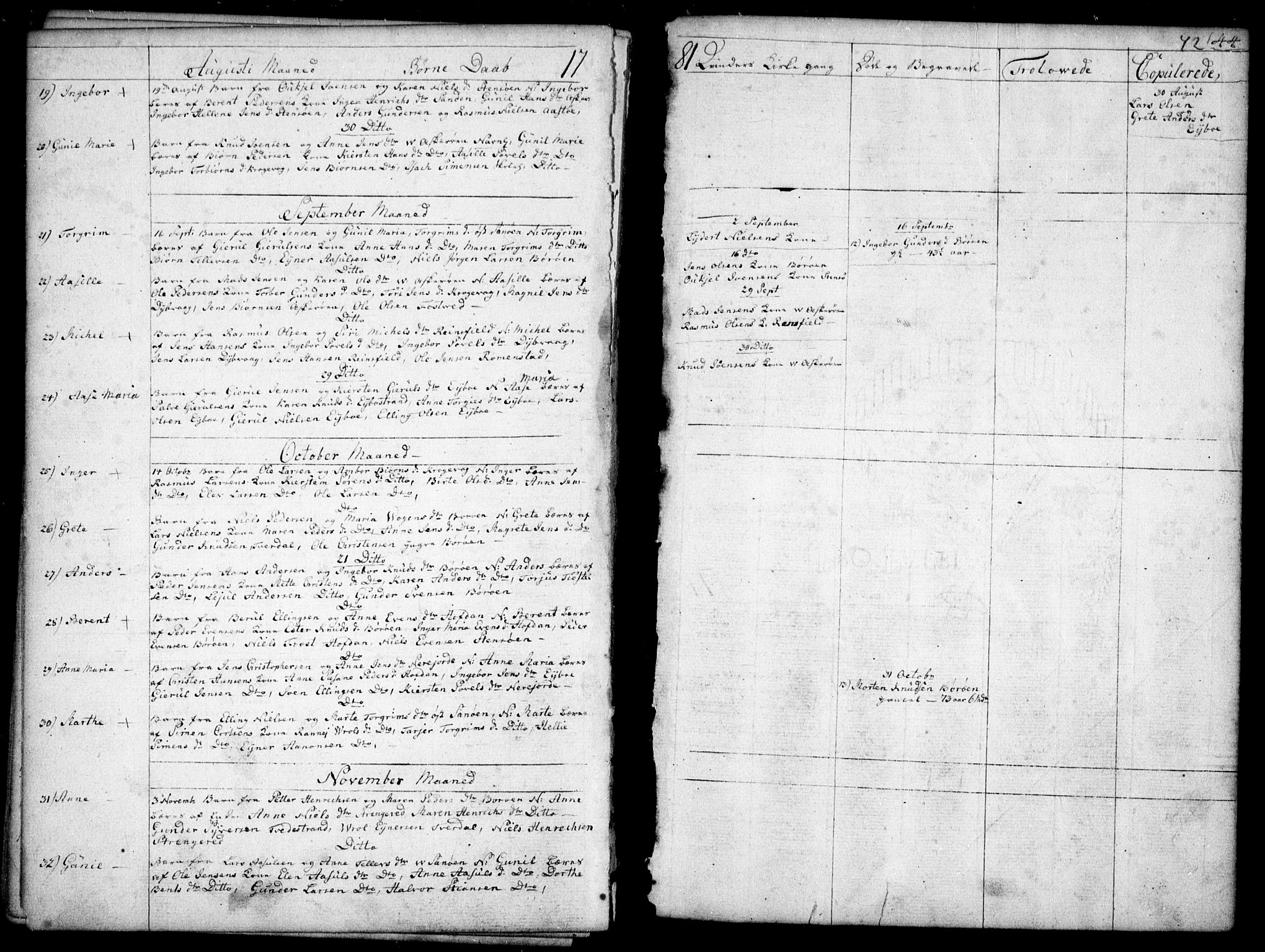 Dypvåg sokneprestkontor, SAK/1111-0007/F/Fb/Fba/L0007: Klokkerbok nr. B 7, 1762-1810, s. 42