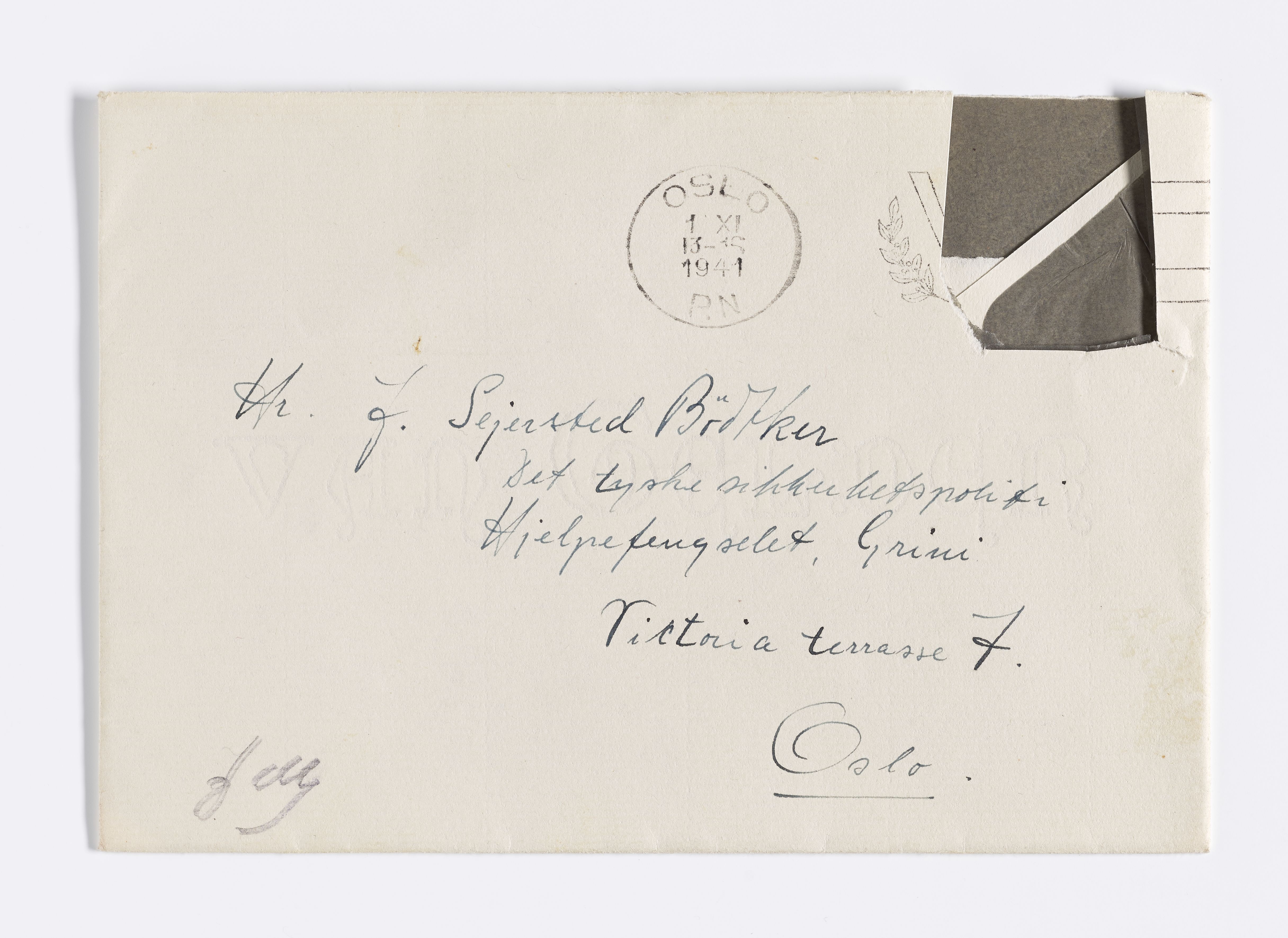 Johannes Sejersted Bødtker, AFM/GRI-1001/D/Db/Dbb/L0001/0003: Inngående brev / Brev, 1941