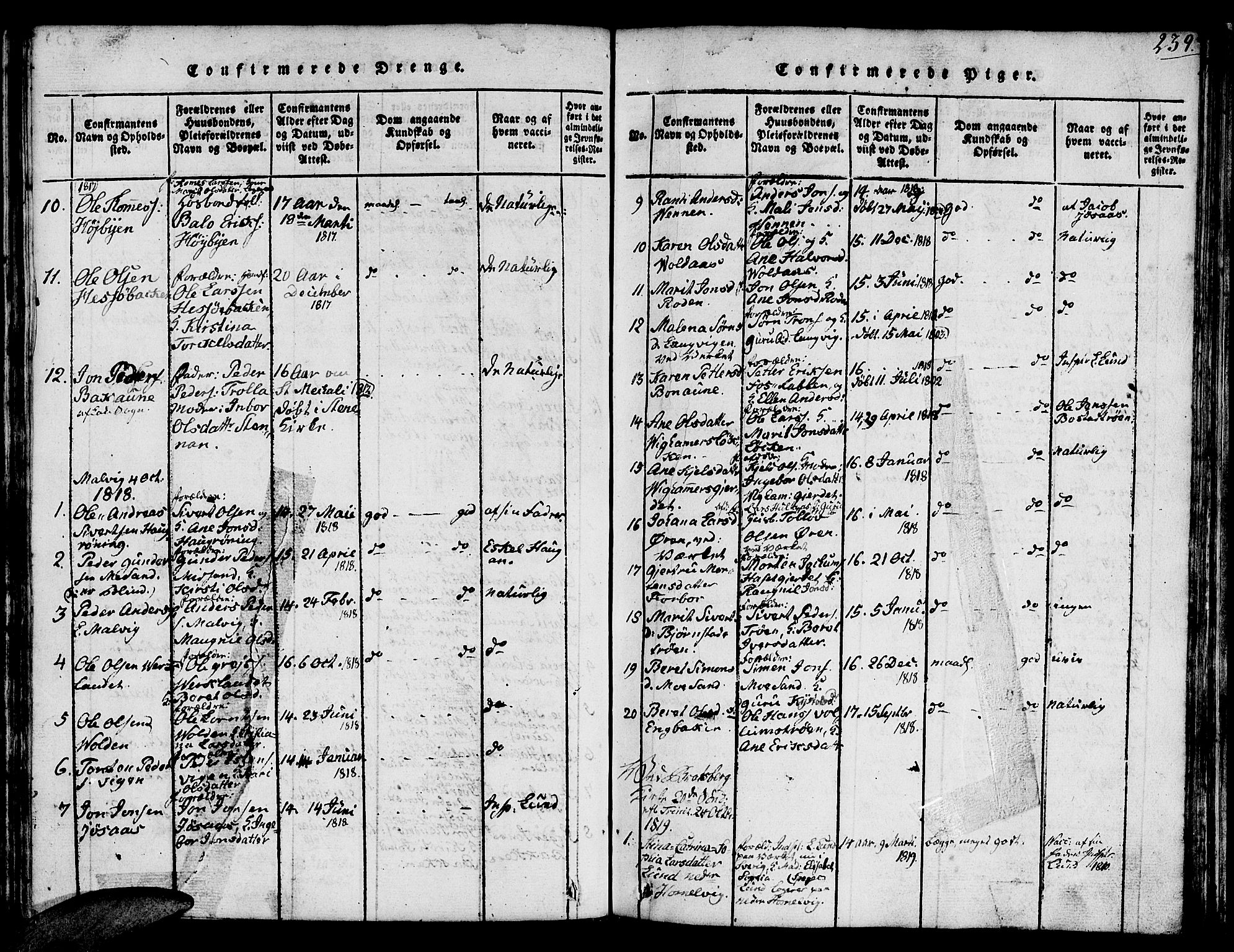 Ministerialprotokoller, klokkerbøker og fødselsregistre - Sør-Trøndelag, AV/SAT-A-1456/616/L0420: Klokkerbok nr. 616C03, 1817-1835, s. 239