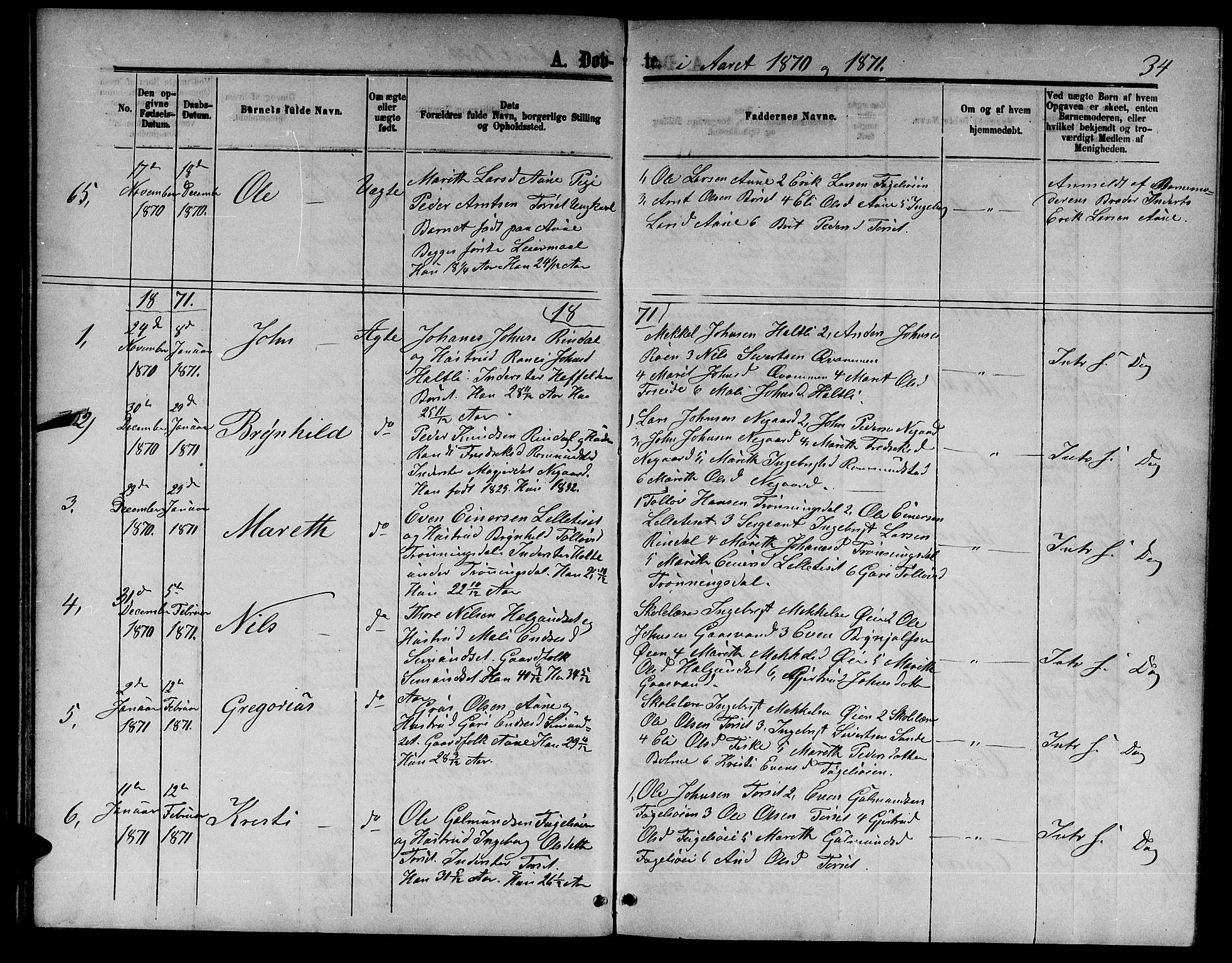 Ministerialprotokoller, klokkerbøker og fødselsregistre - Møre og Romsdal, AV/SAT-A-1454/598/L1076: Klokkerbok nr. 598C01, 1867-1878, s. 34