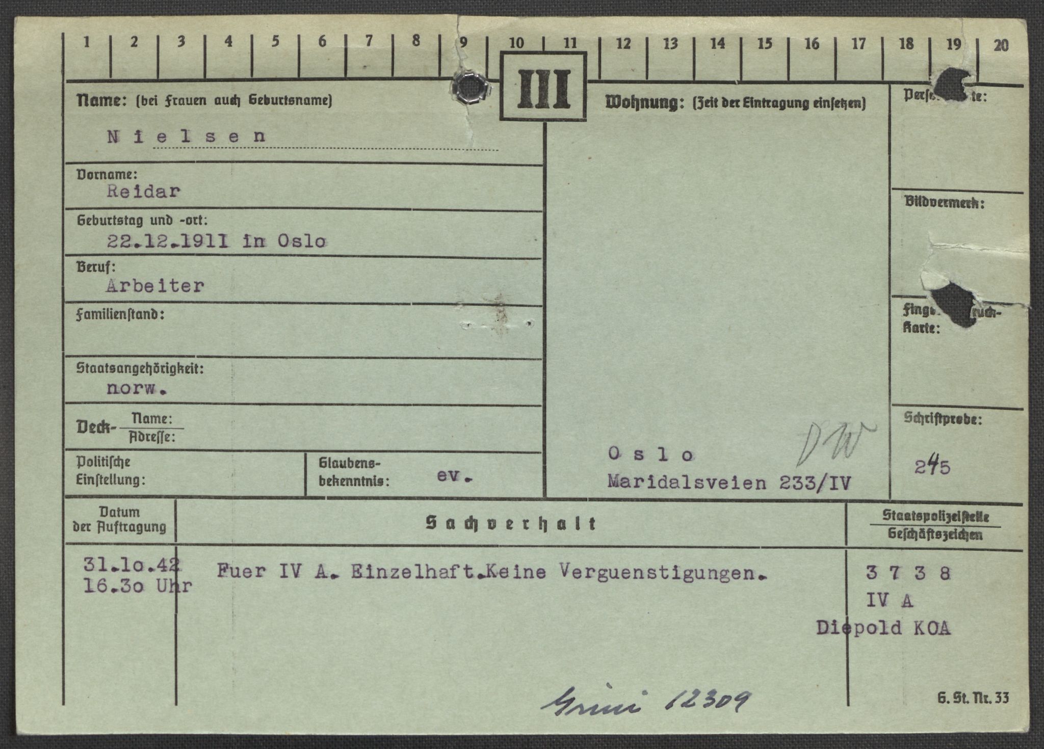 Befehlshaber der Sicherheitspolizei und des SD, RA/RAFA-5969/E/Ea/Eaa/L0007: Register over norske fanger i Møllergata 19: Lundb-N, 1940-1945, s. 1120