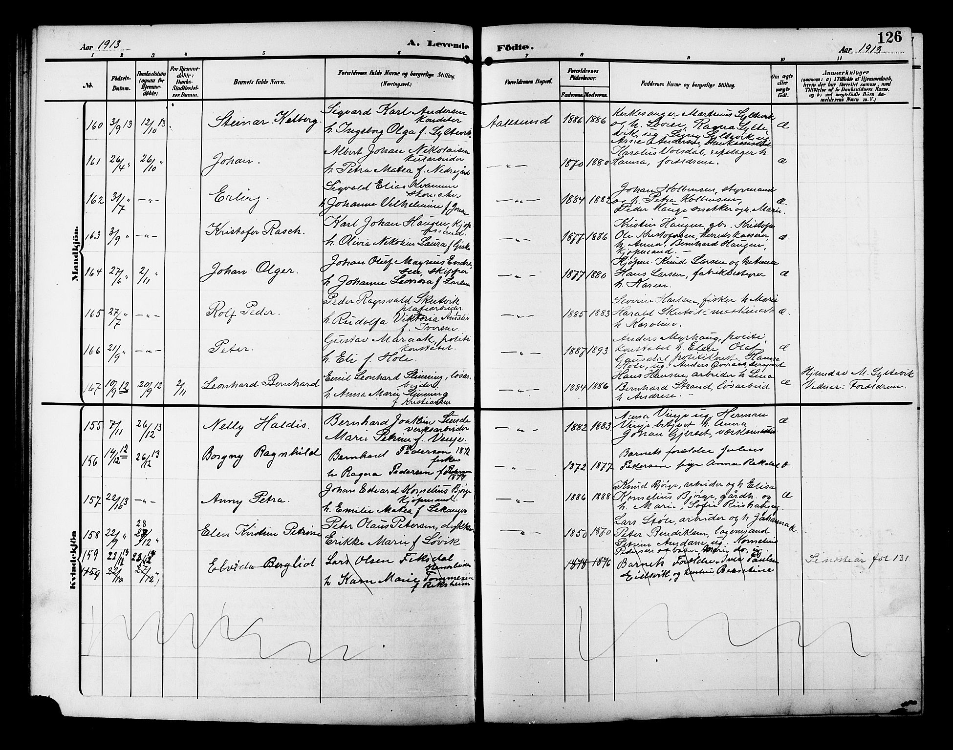 Ministerialprotokoller, klokkerbøker og fødselsregistre - Møre og Romsdal, AV/SAT-A-1454/529/L0471: Klokkerbok nr. 529C08, 1909-1921, s. 126