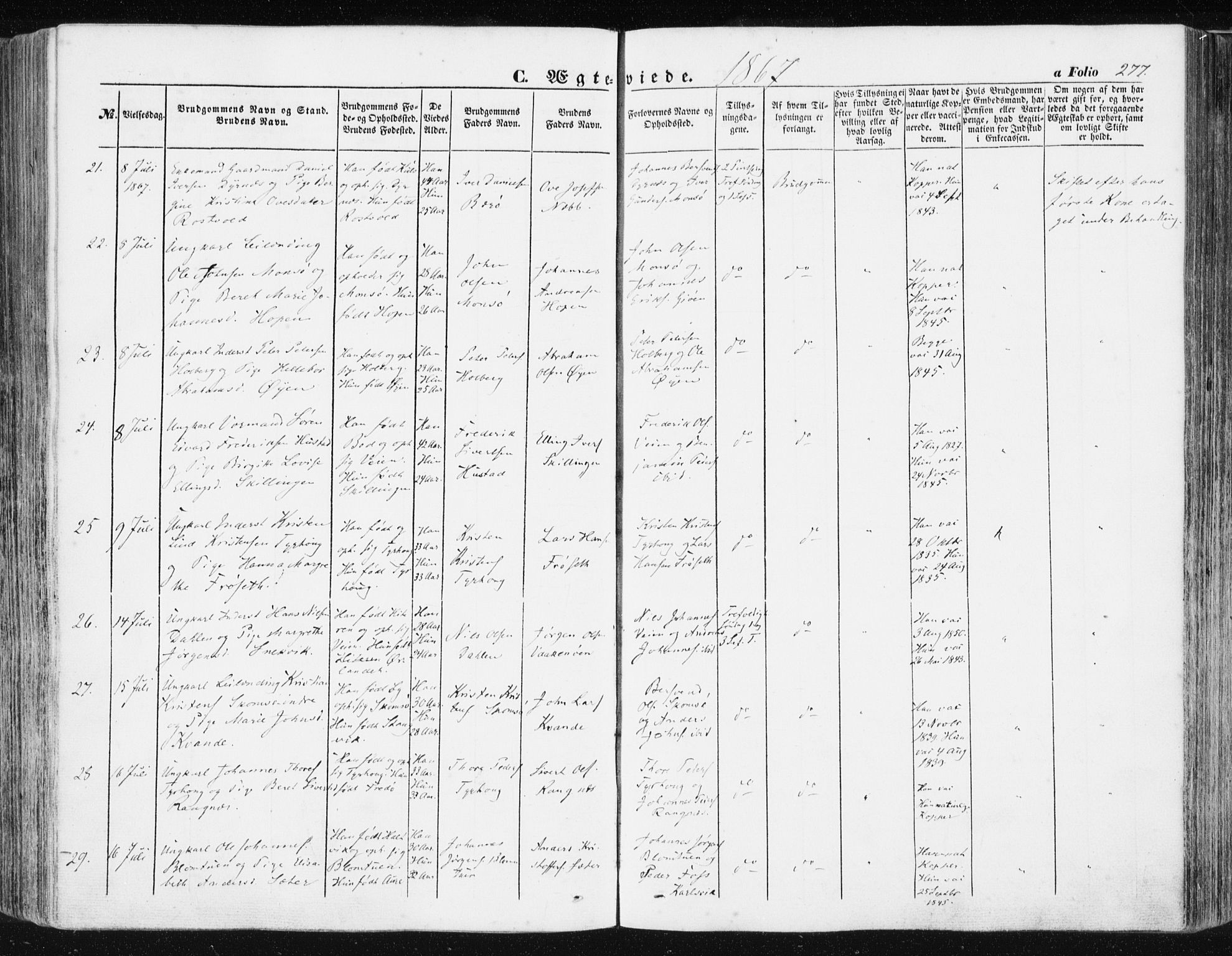 Ministerialprotokoller, klokkerbøker og fødselsregistre - Møre og Romsdal, AV/SAT-A-1454/581/L0937: Ministerialbok nr. 581A05, 1853-1872, s. 277